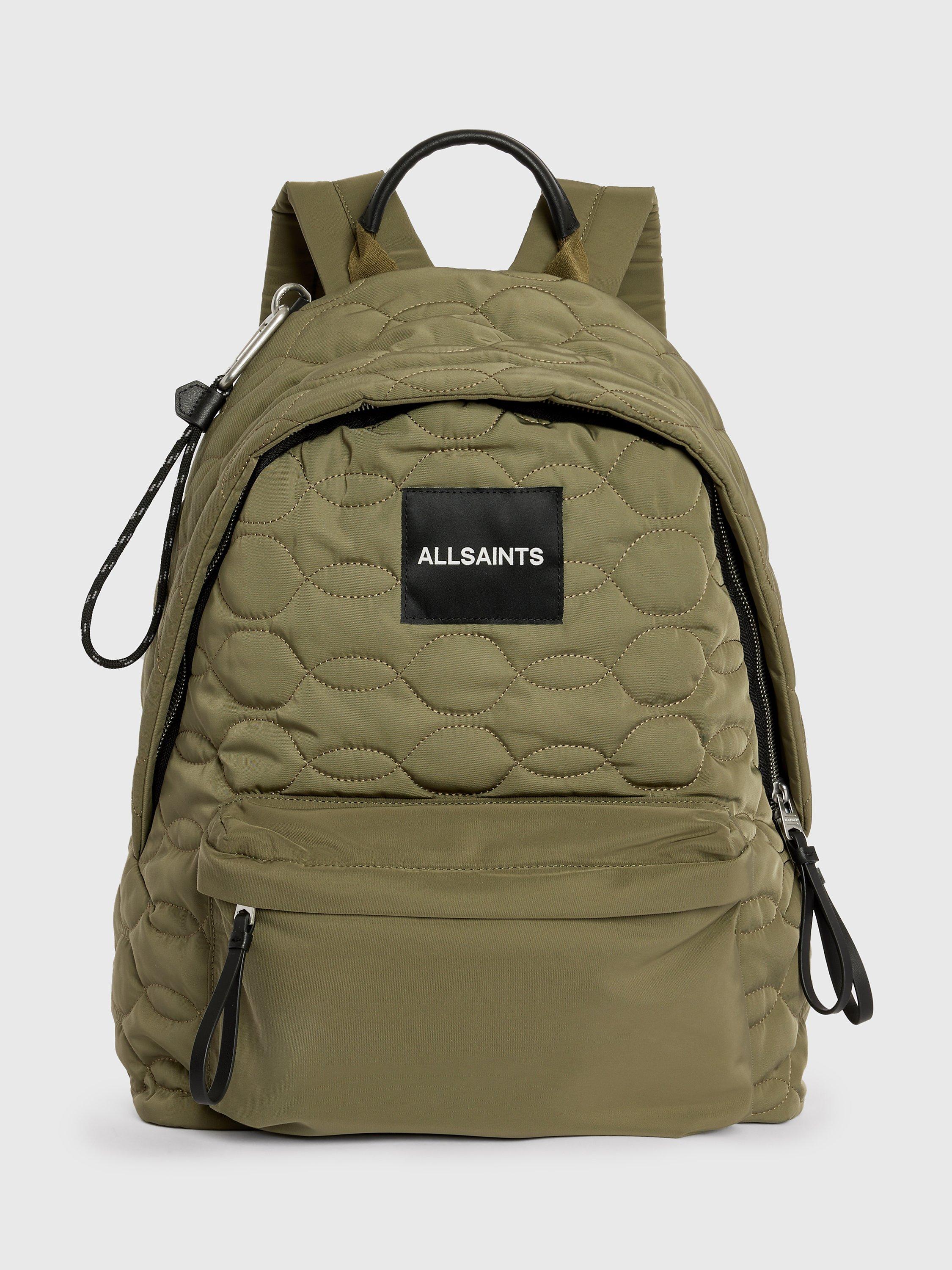 AllSaints Carabiner Quilted Backpack, Sorghum Green