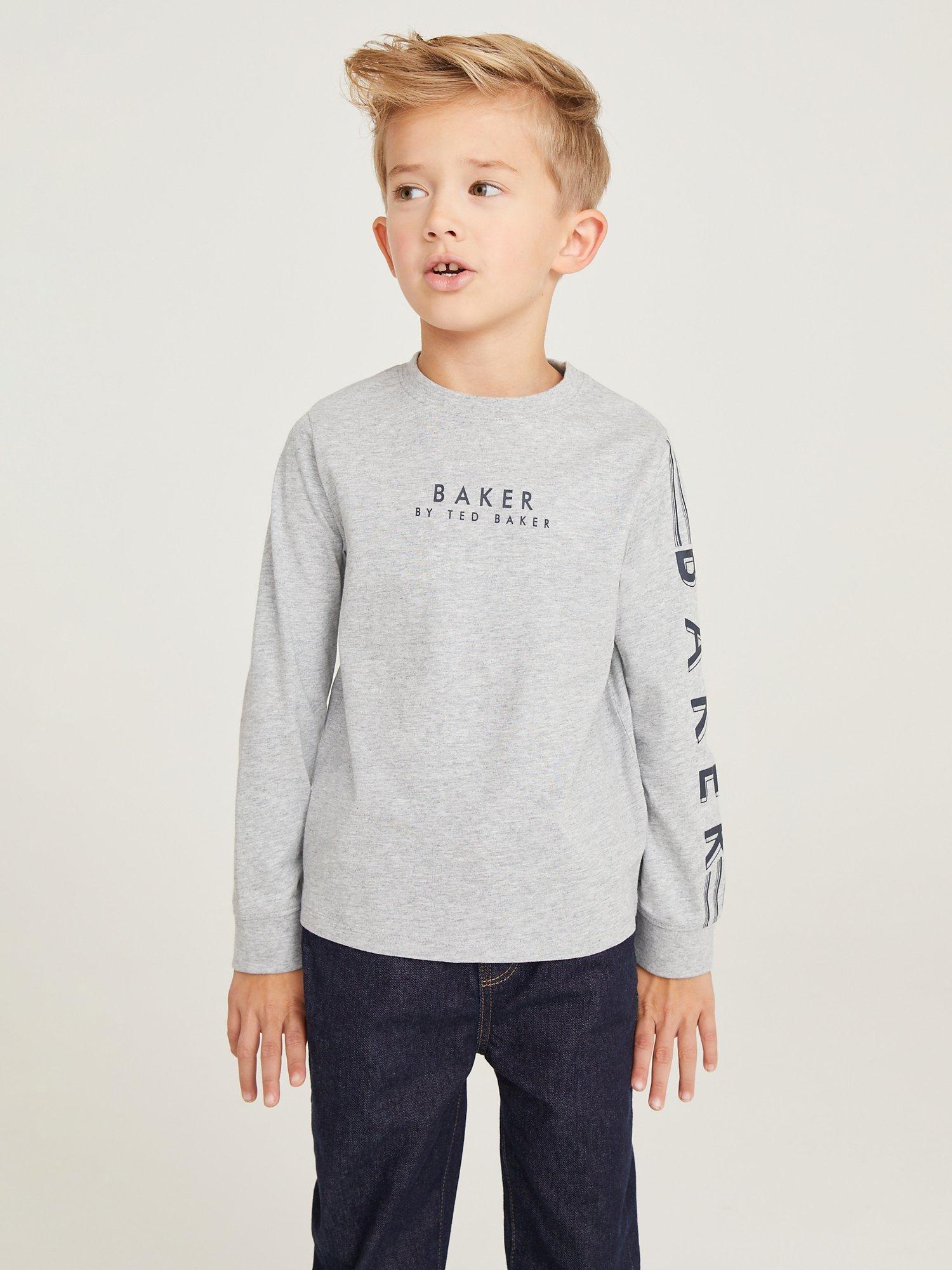 Ted Baker Kids' Logo Long Sleeve T-Shirt, Grey