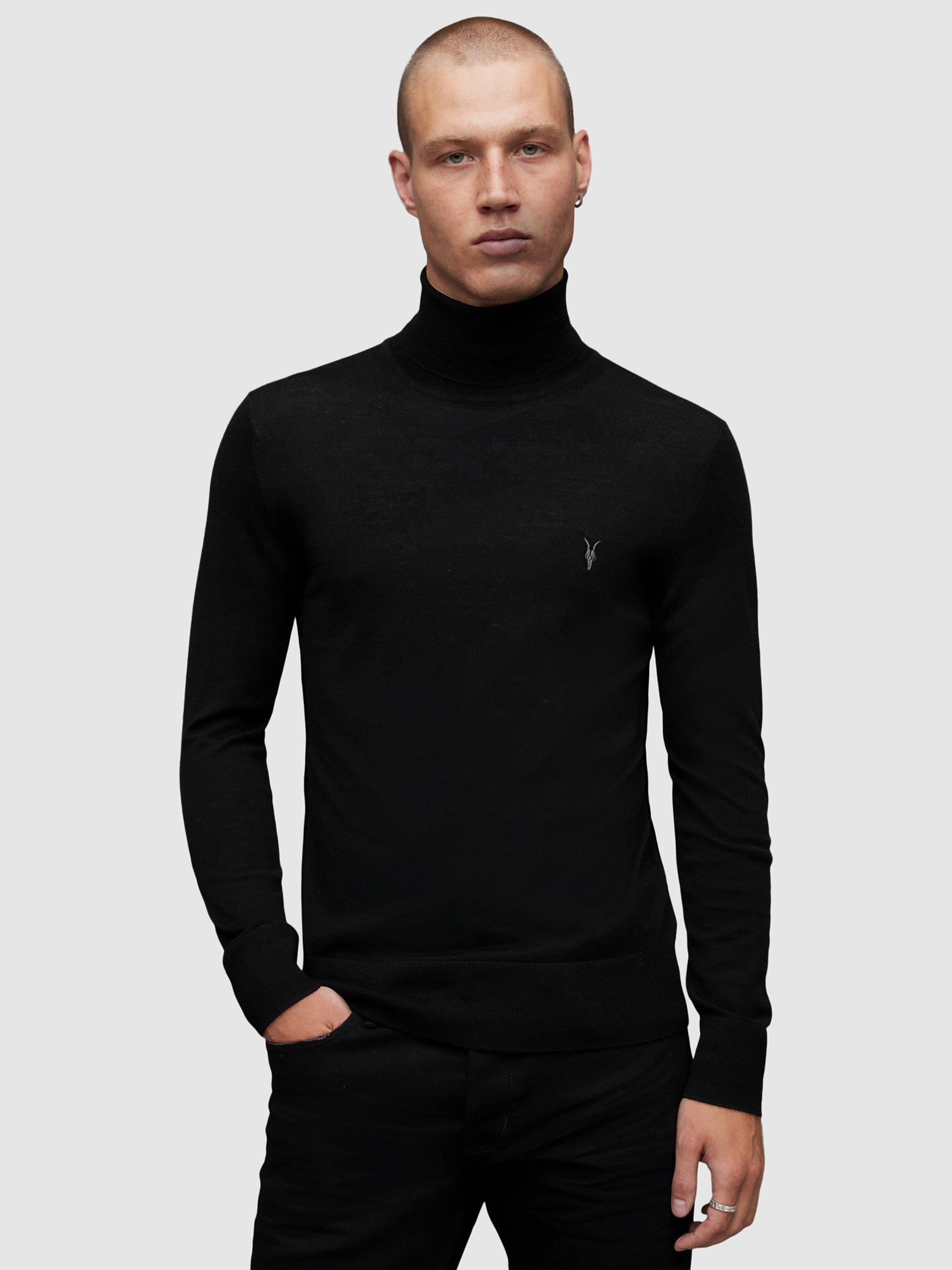 AllSaints Mode Merino Roll Neck Jumper, Black