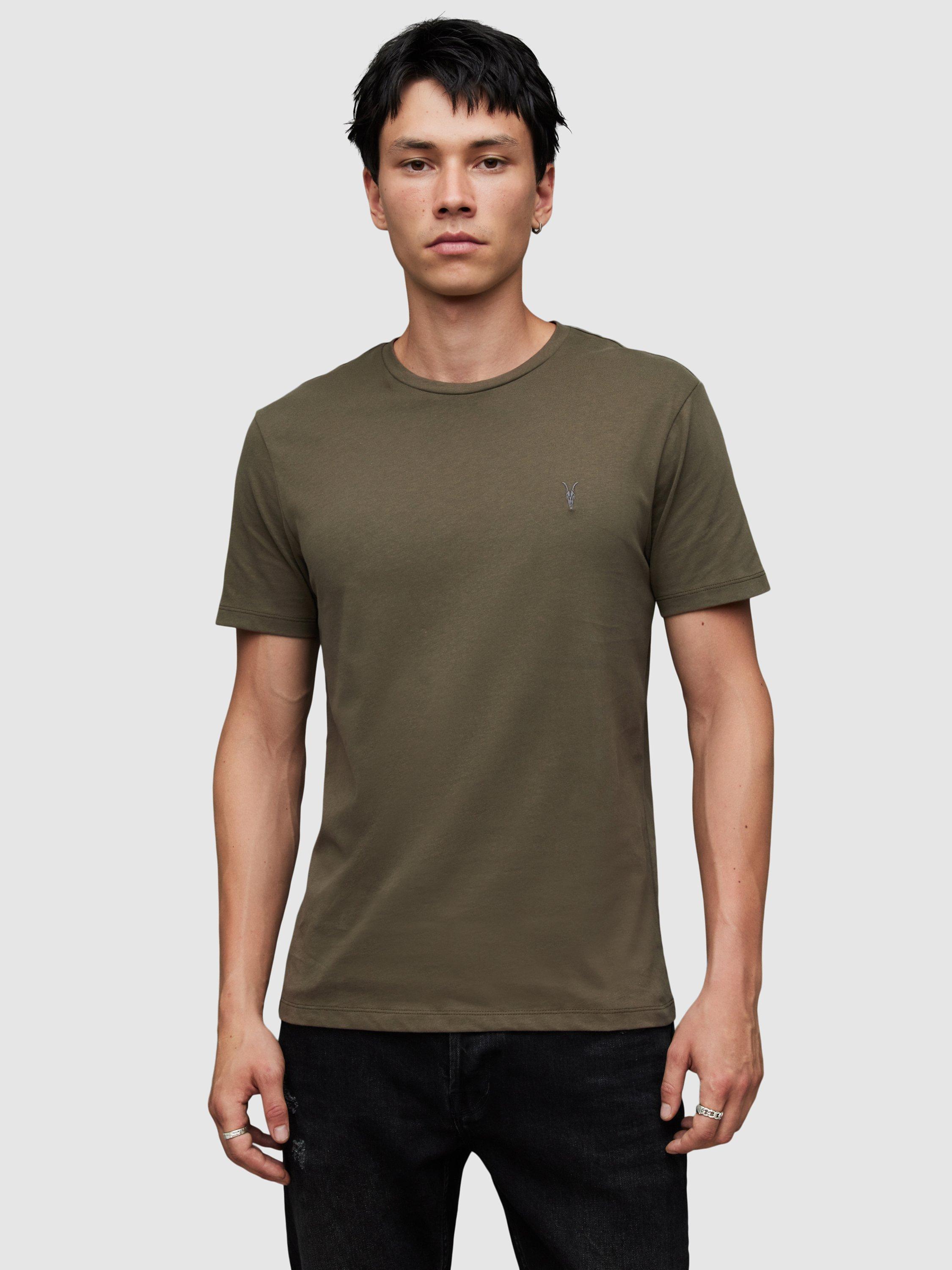 AllSaints Brace Short Sleeve Crew Neck T-Shirt, Pack of 3, Opt Wht/Jt Blk/Grn