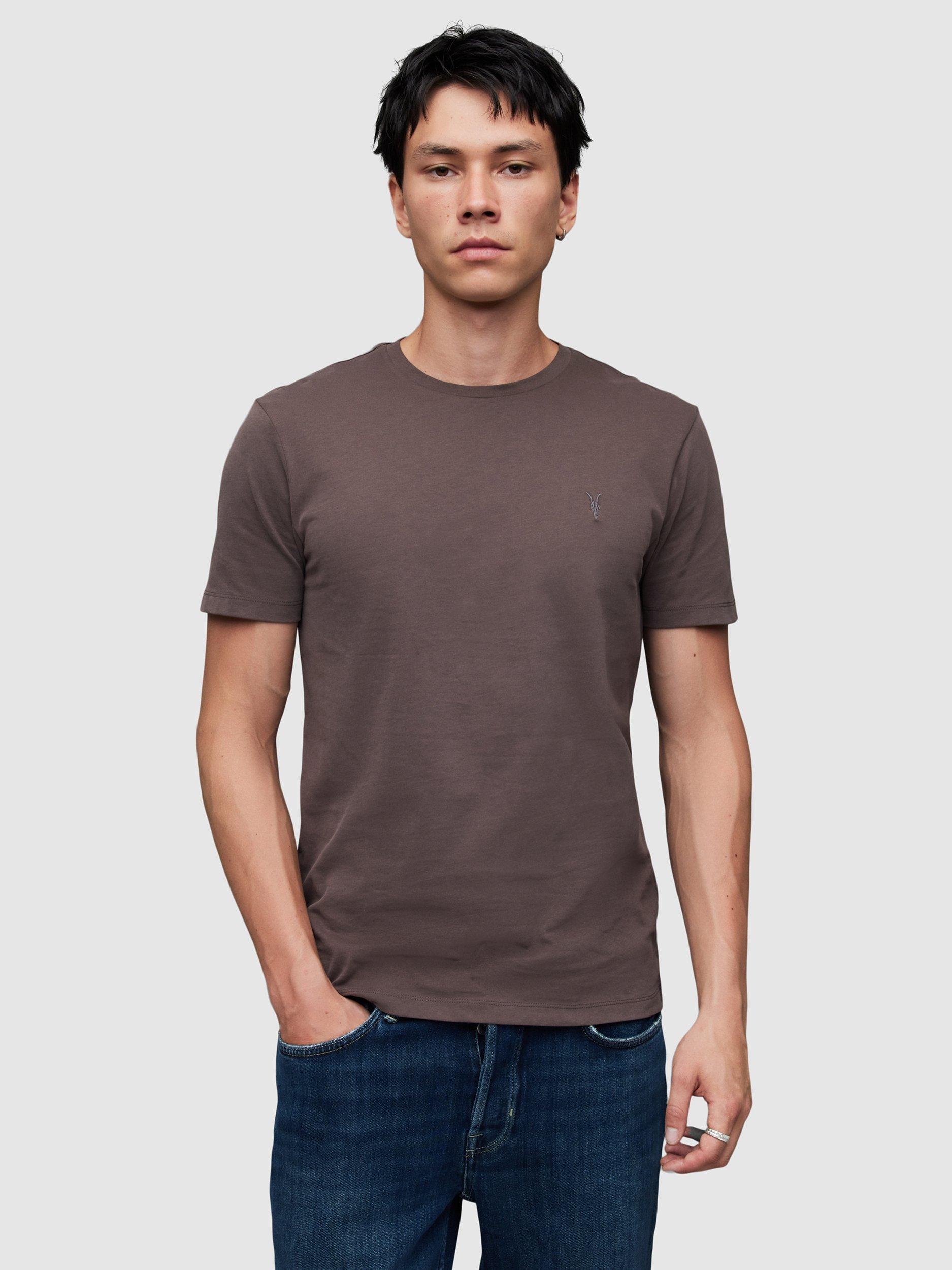 AllSaints Brace Short Sleeve Crew Neck T-Shirt, Pack of 3, Taupe/Brwn/Brwn