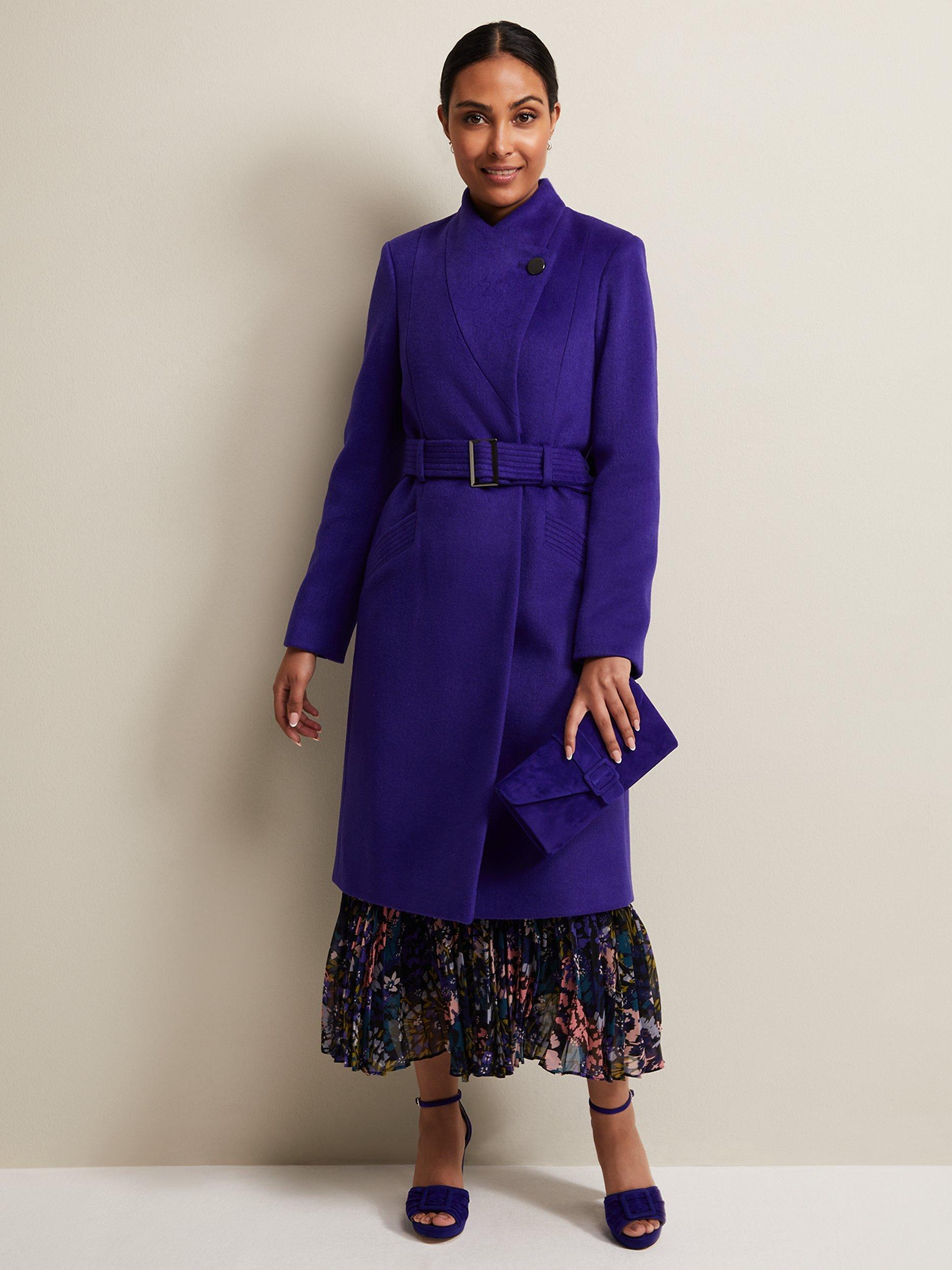 Phase Eight Petite Susanna Wool Blend Coat, Purple