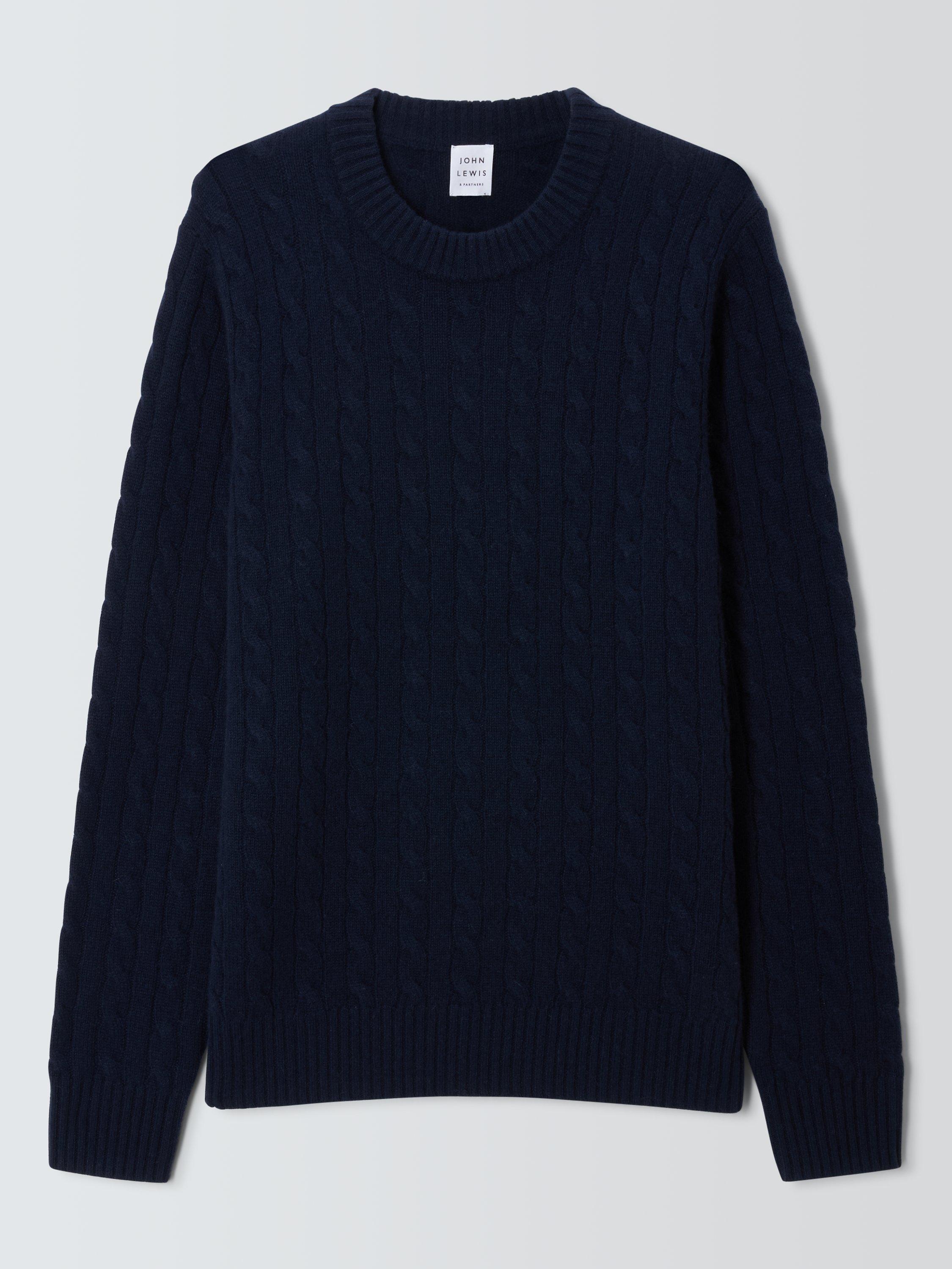 John Lewis Cashmere Cable Knit Crew Neck Jumper Navy