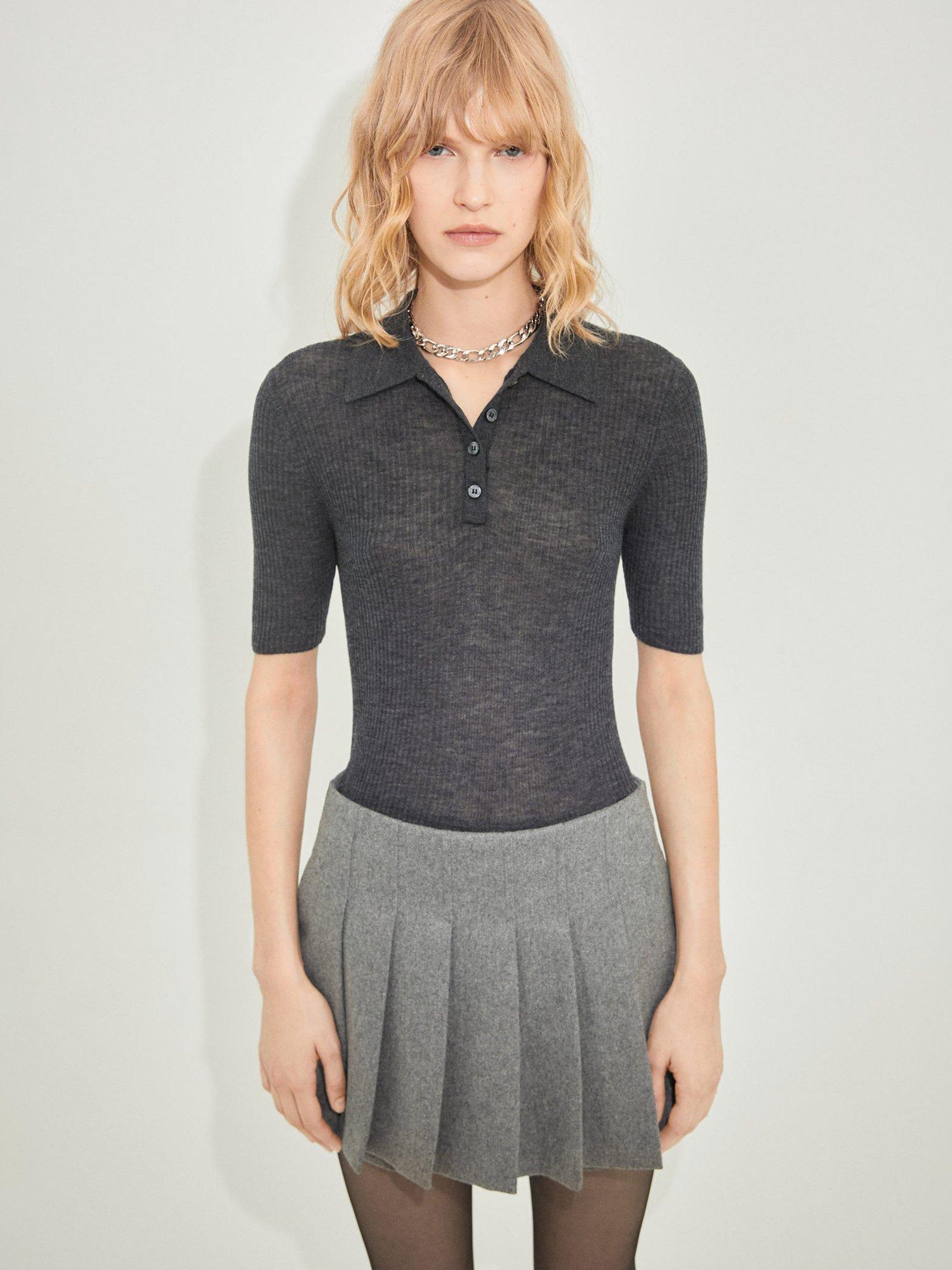 Mango Rodin Wool Polo Neck Jumper, Charcoal