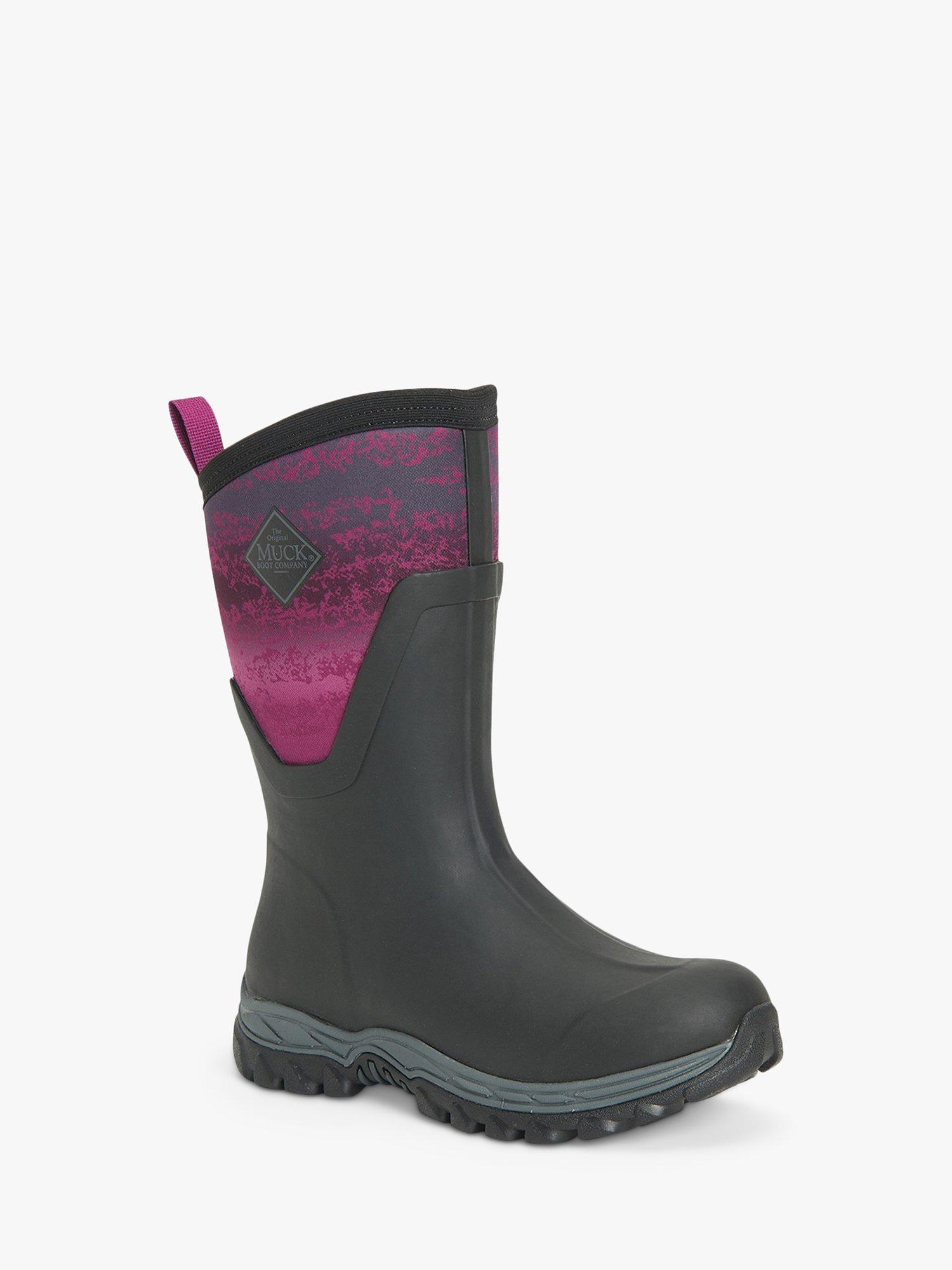 Product image 2 of 5, which shows Muck Arctic Sport Mid-High Wellington Boots, Black/Magenta, 3