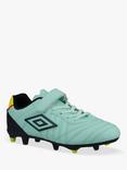 Umbro Speciali Liga Firm Ground Football Boots, Eggshell Blue/Black/Yellow/Orange