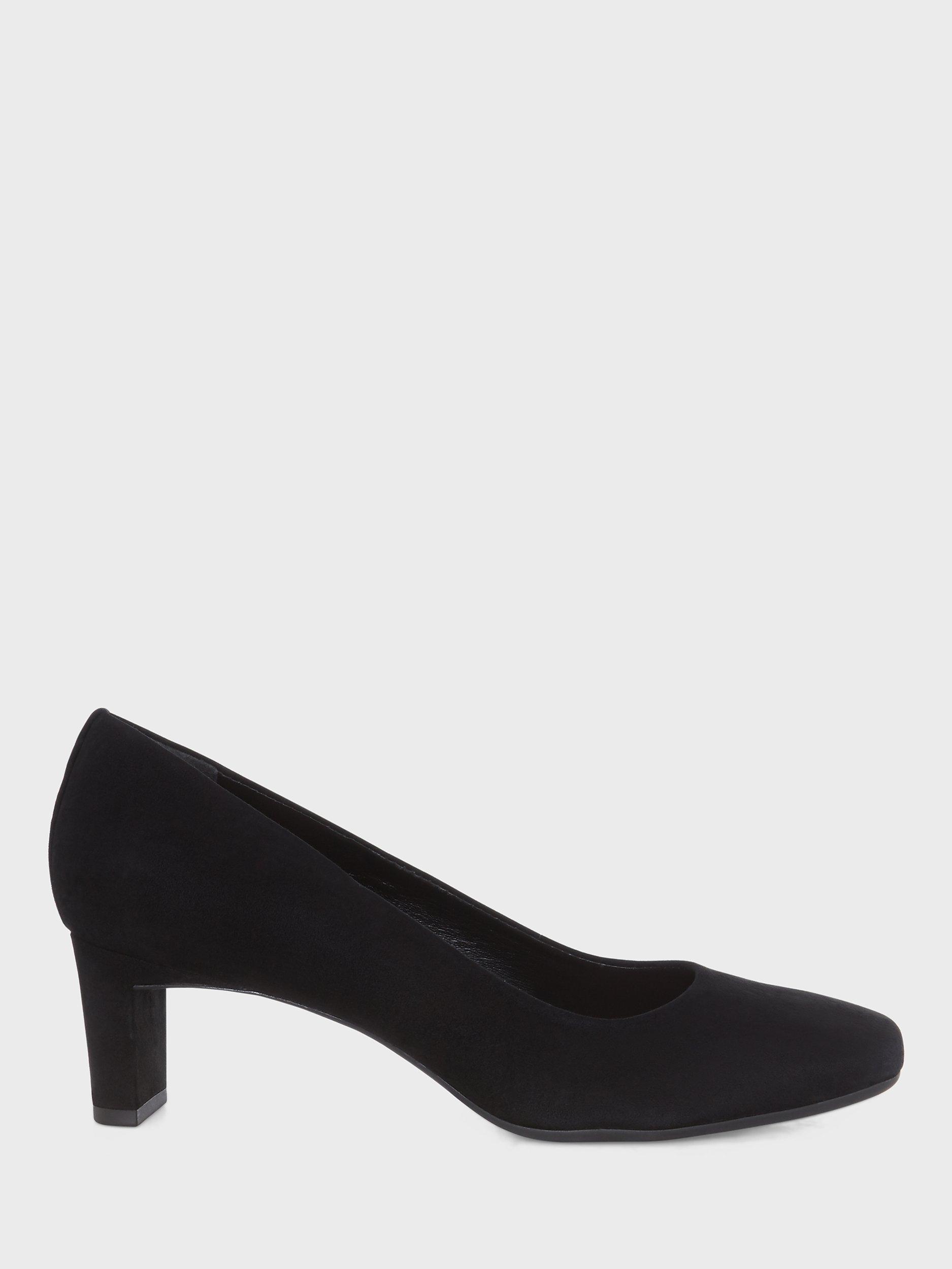 Product image 1 of 6, which shows Hobbs Myra Block Heel Court Shoes, Black Suede, 3