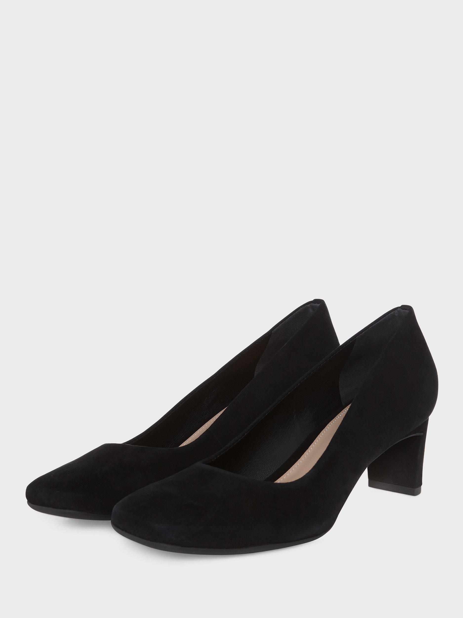 Product image 3 of 6, which shows Hobbs Myra Block Heel Court Shoes, Black Suede, 3