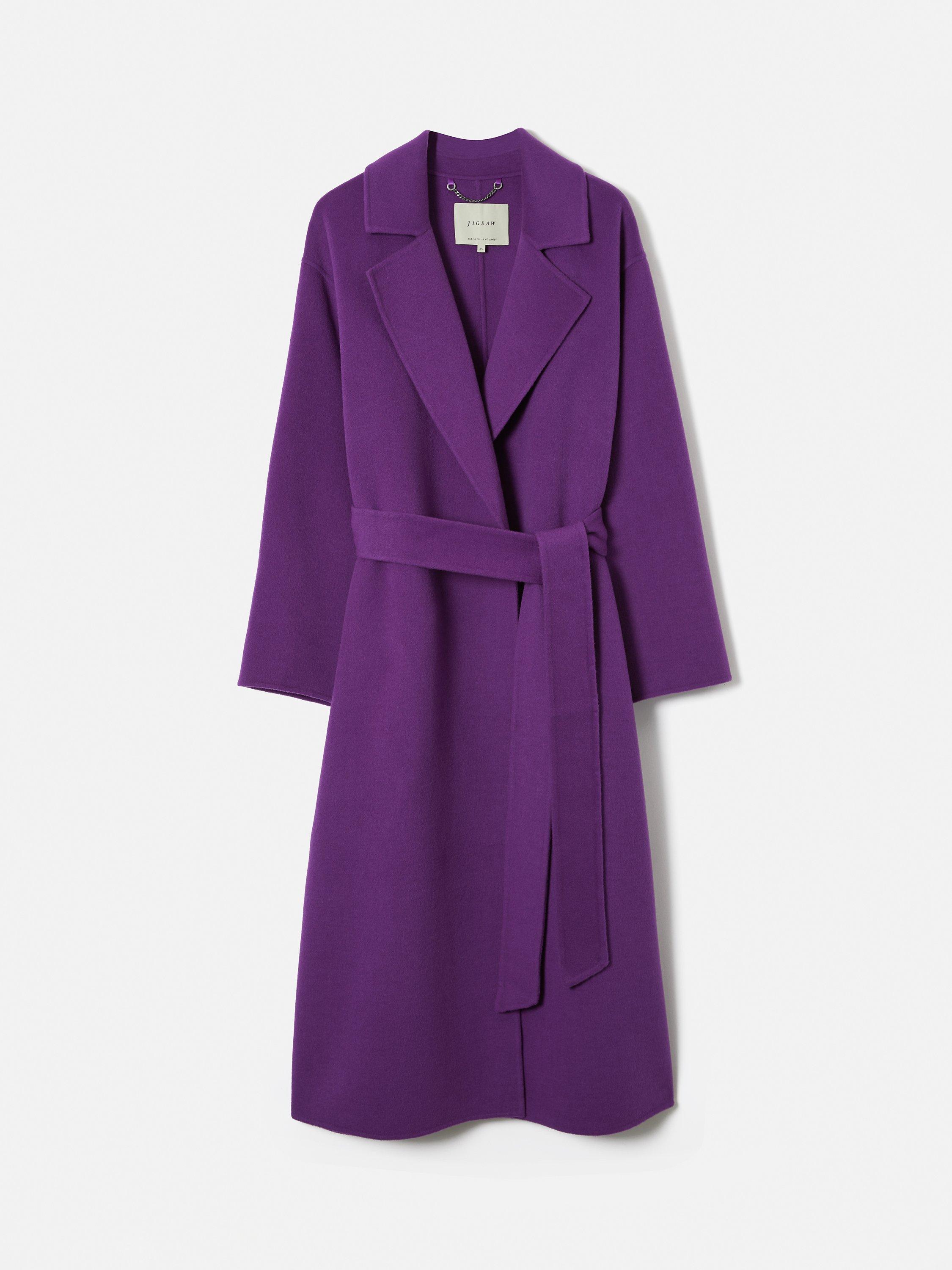 Jigsaw Double Faced Wool Blend Wrap Coat Purple XL