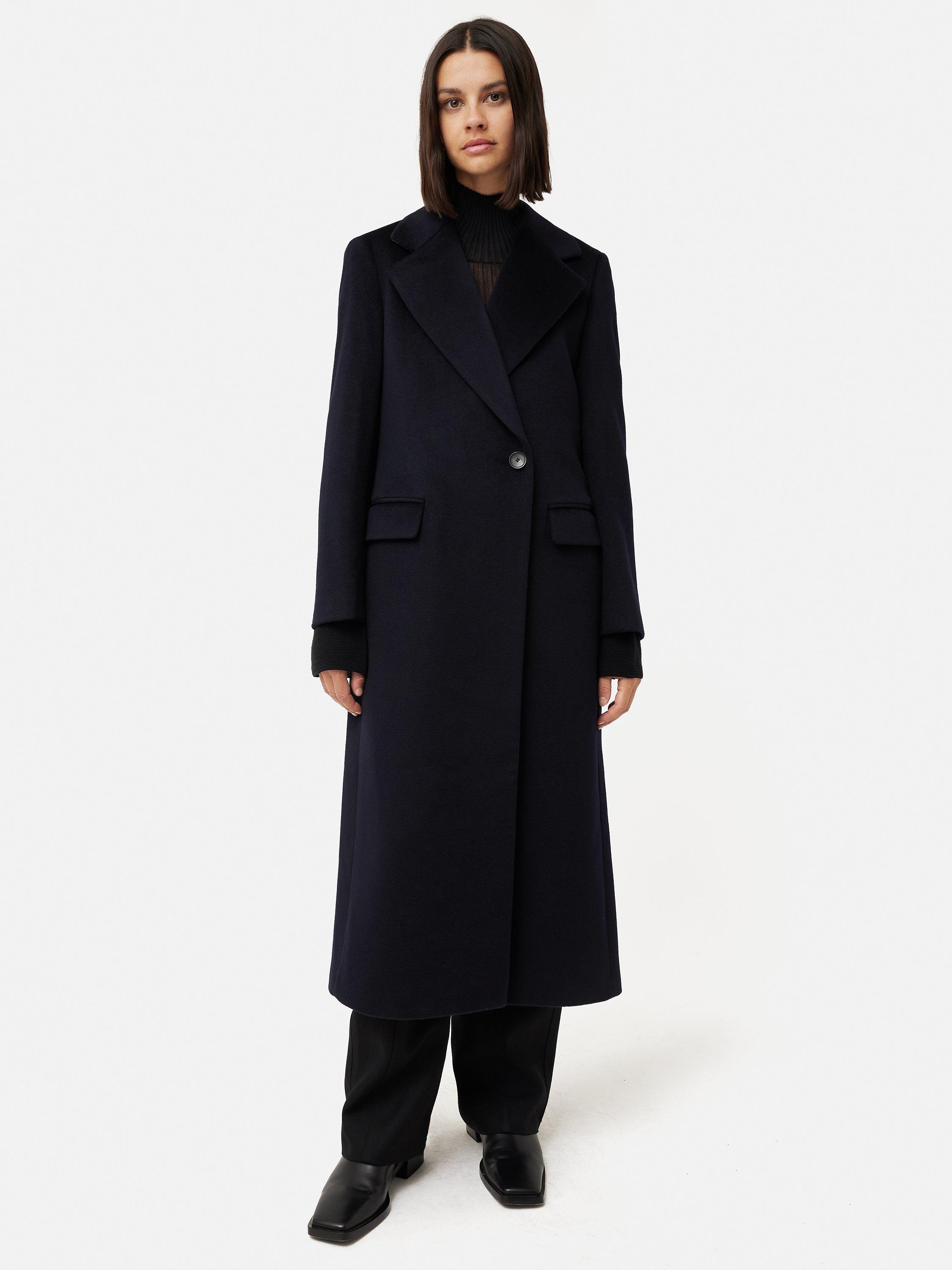Jigsaw Pure Brushed Wool Maxi City Coat, Navy