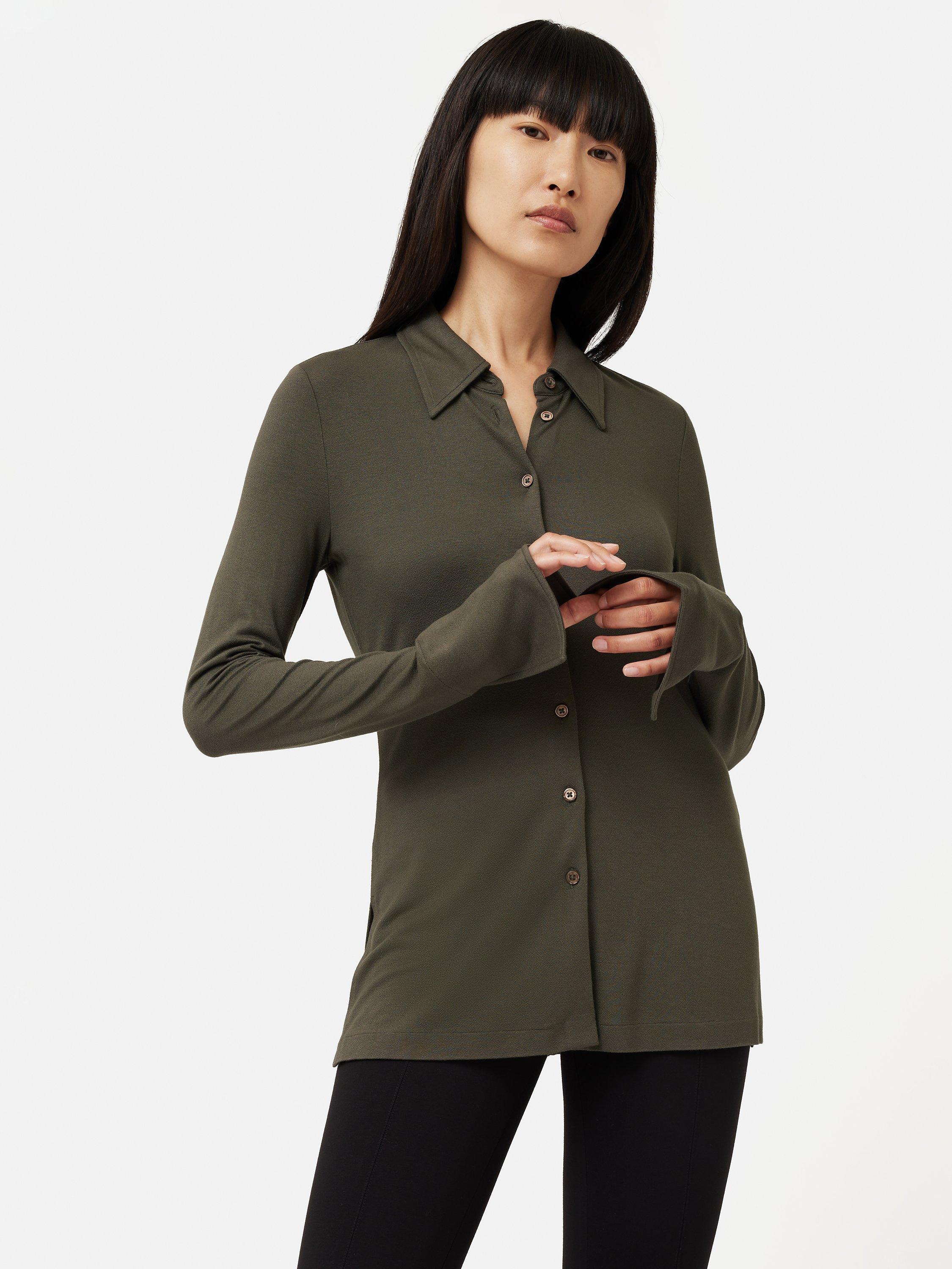 Jigsaw Crepe Jersey Shirt, Green