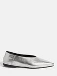 Jigsaw Linnie Pointed Toe Flat Leather Pumps, Silver