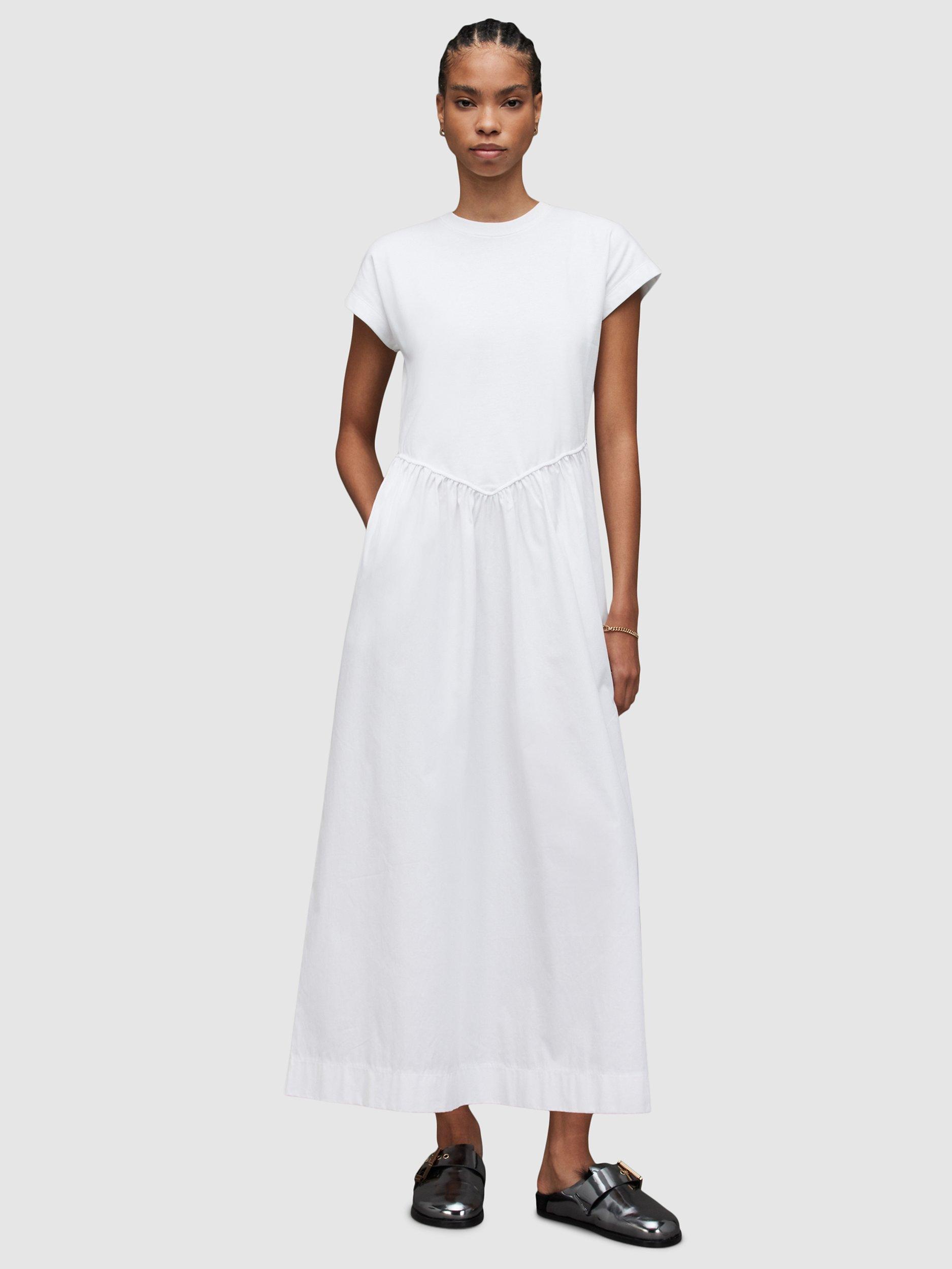 AllSaints Frankie Organic Cotton Maxi Dress, Optic White