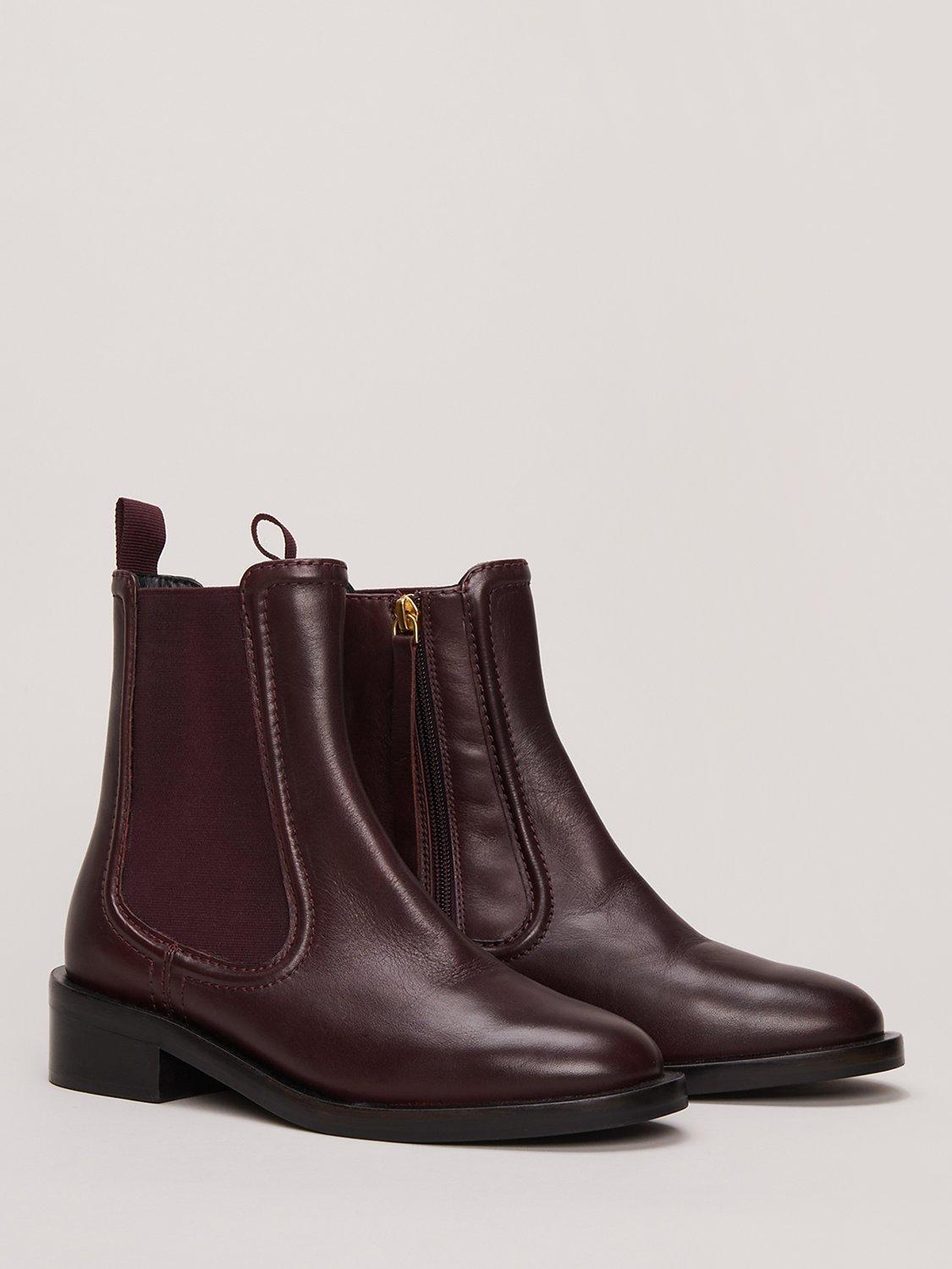Product image 2 of 8, which shows Phase Eight Leather Chelsea Boots, Burgundy, EU36