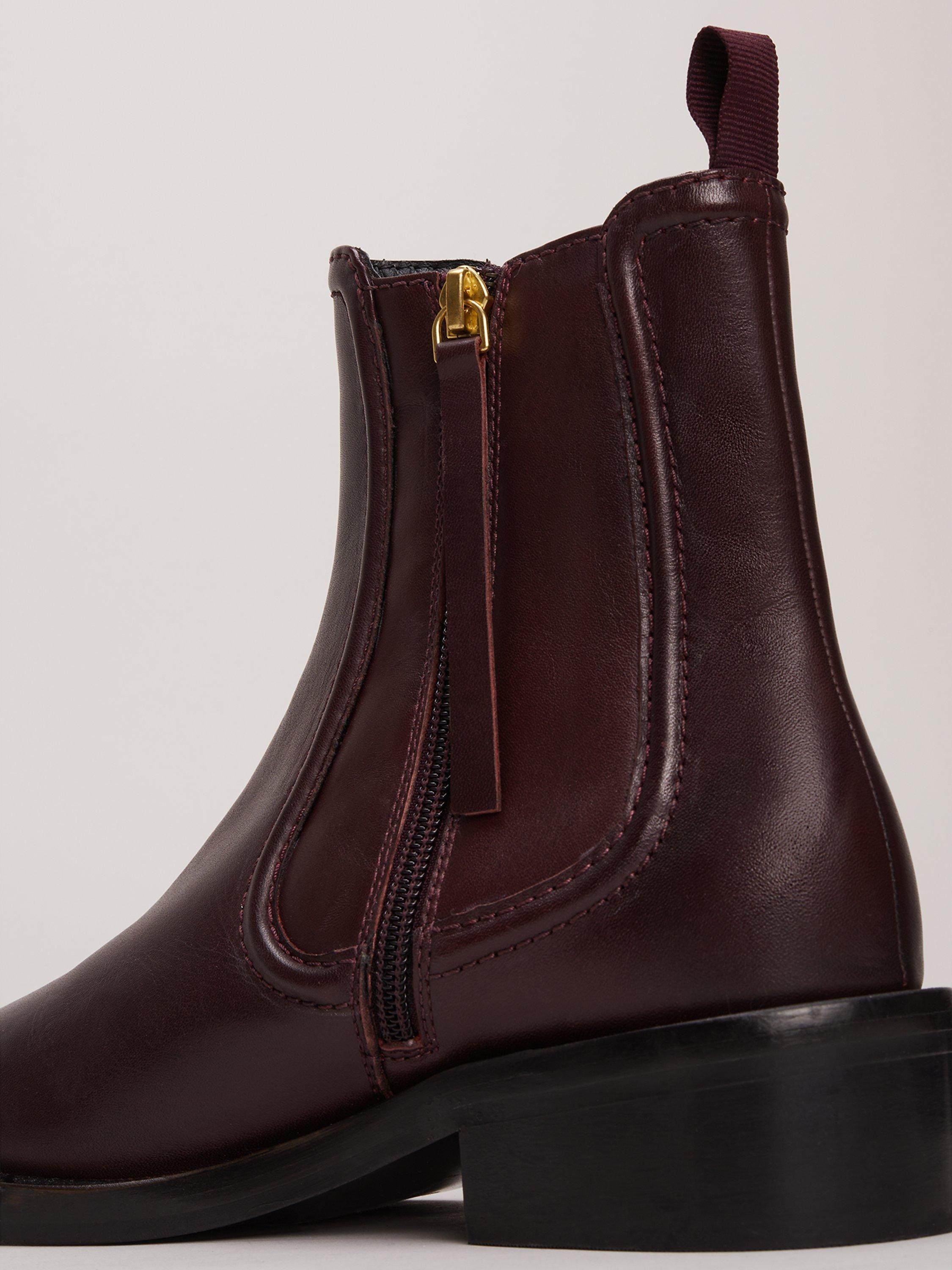 Product image 3 of 8, which shows Phase Eight Leather Chelsea Boots, Burgundy, EU36