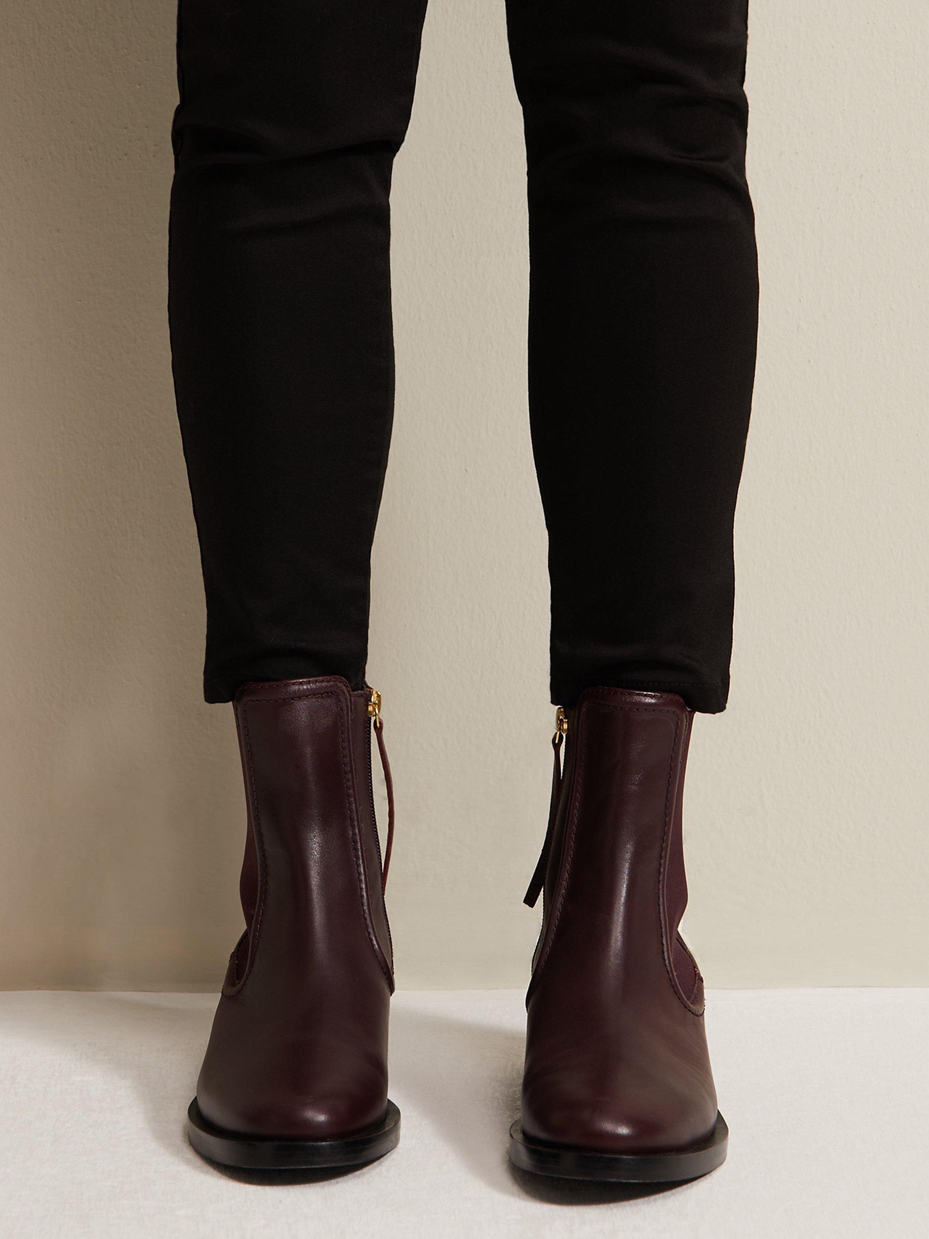 Product image 6 of 8, which shows Phase Eight Leather Chelsea Boots, Burgundy, EU36