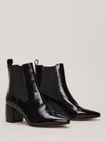 Phase Eight Block Heel Leather Ankle Boots, Black Patent