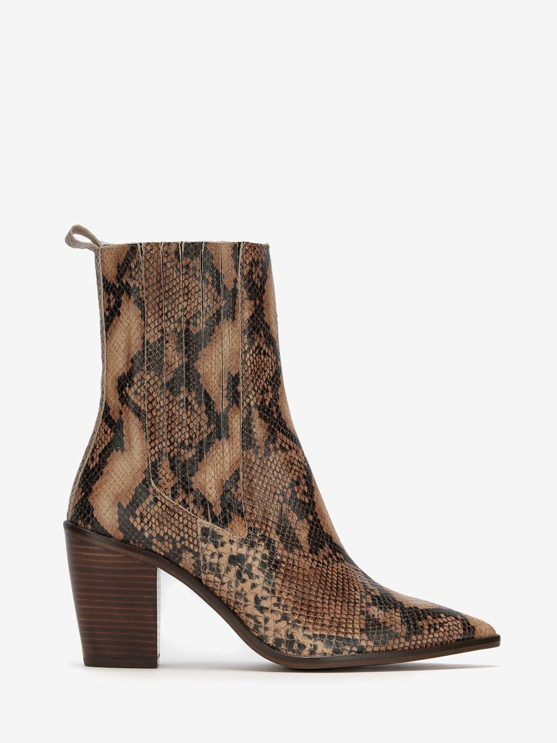 Mint Velvet Snakeskin Ankle Boots, Brown