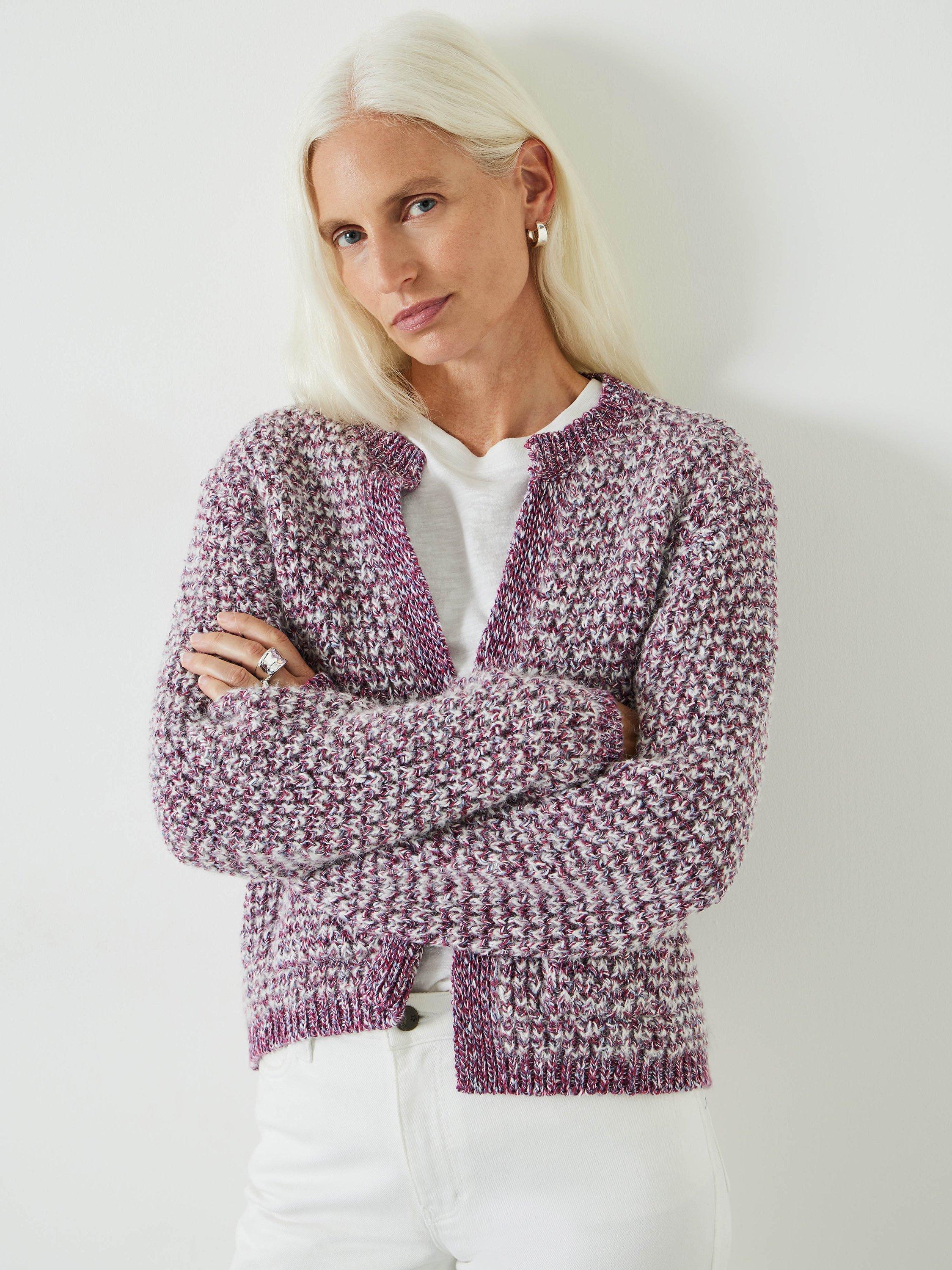 HUSH Girija Knitted Cardigan, Berry/Multi