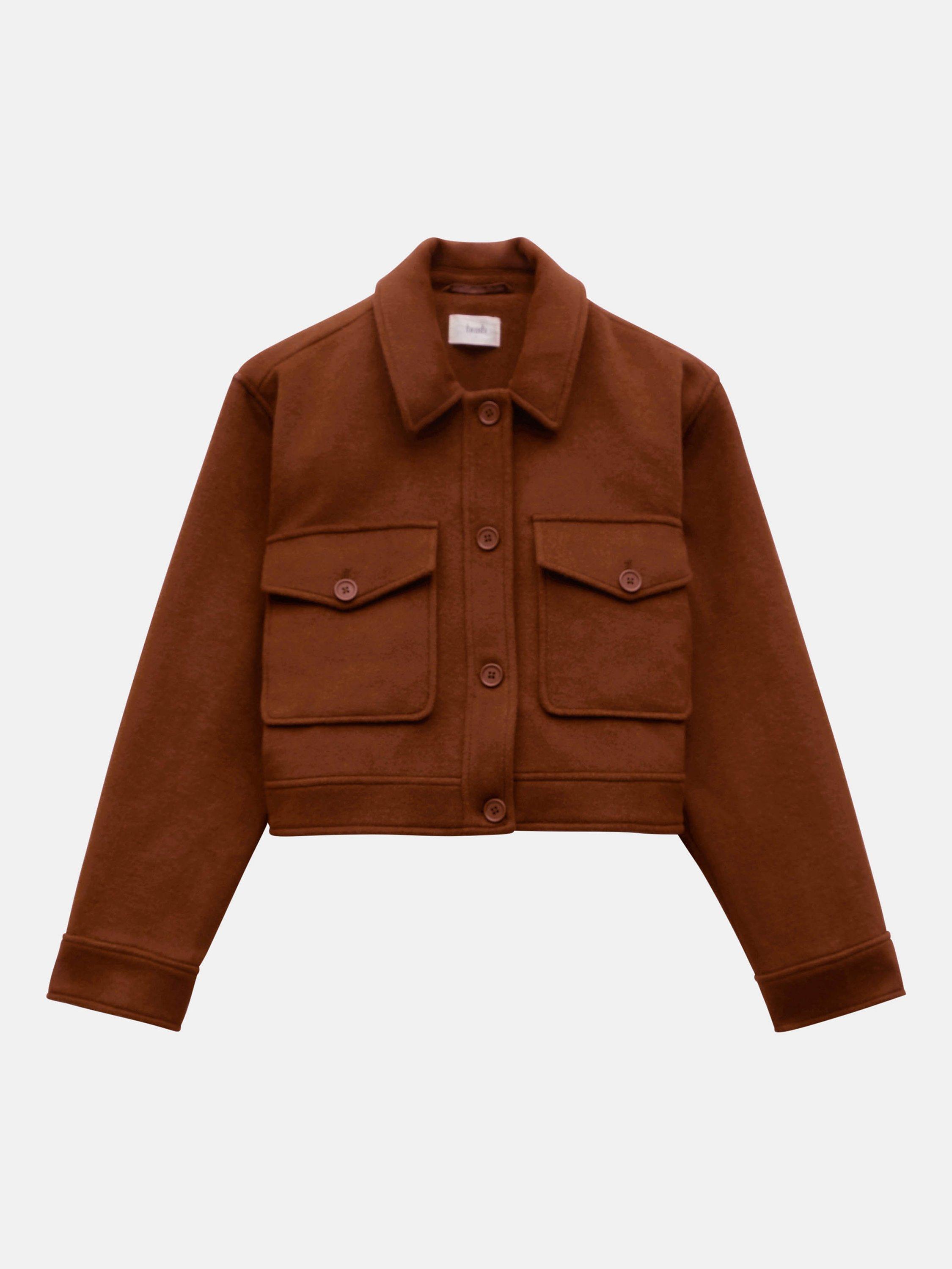 Product image 5 of 5, which shows HUSH Taylah Wool Blend Cropped Jacket, Ginger, 14