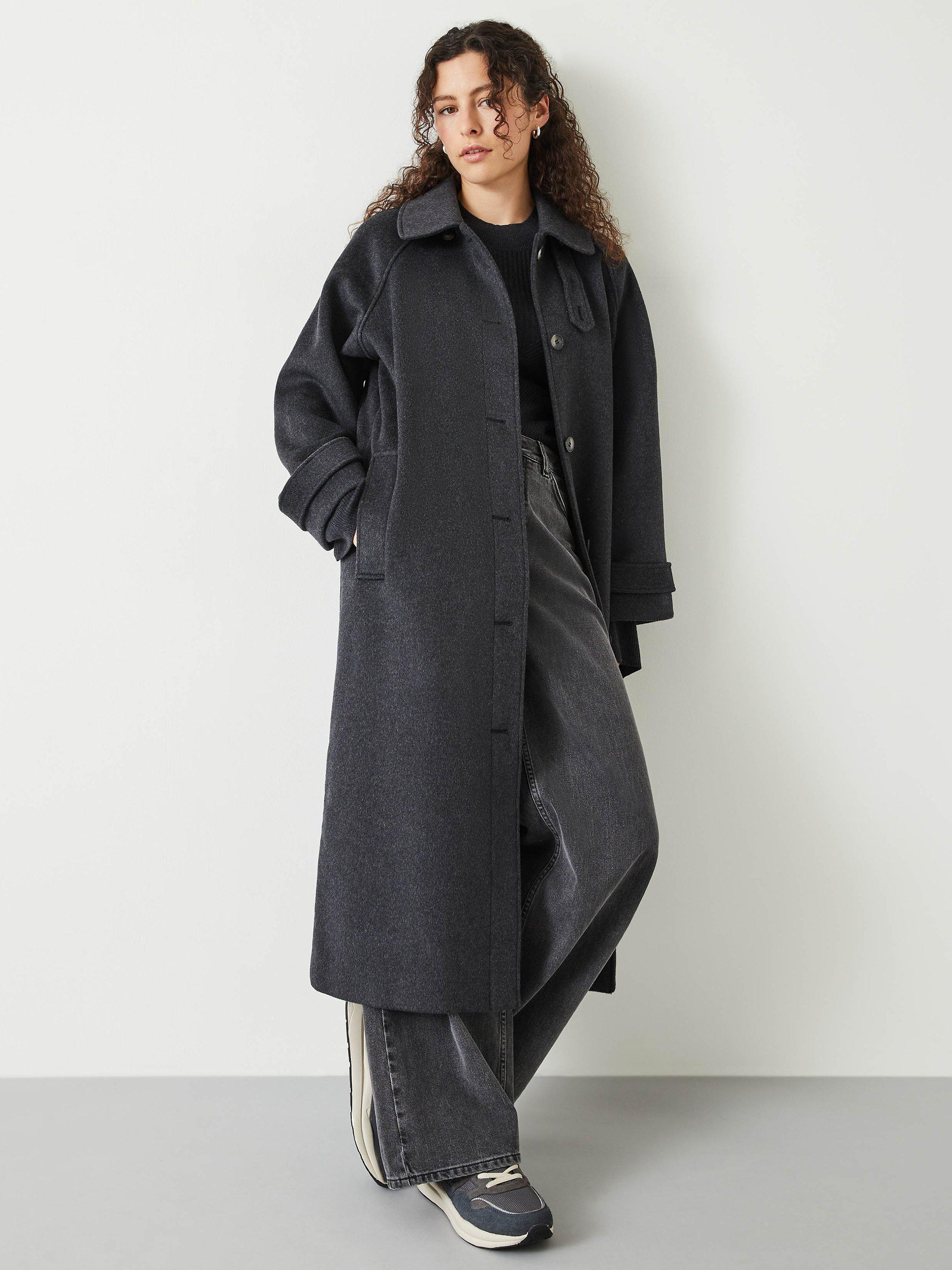 HUSH Marlowe Relaxed Wool Blend Coat, Charcoal Marl