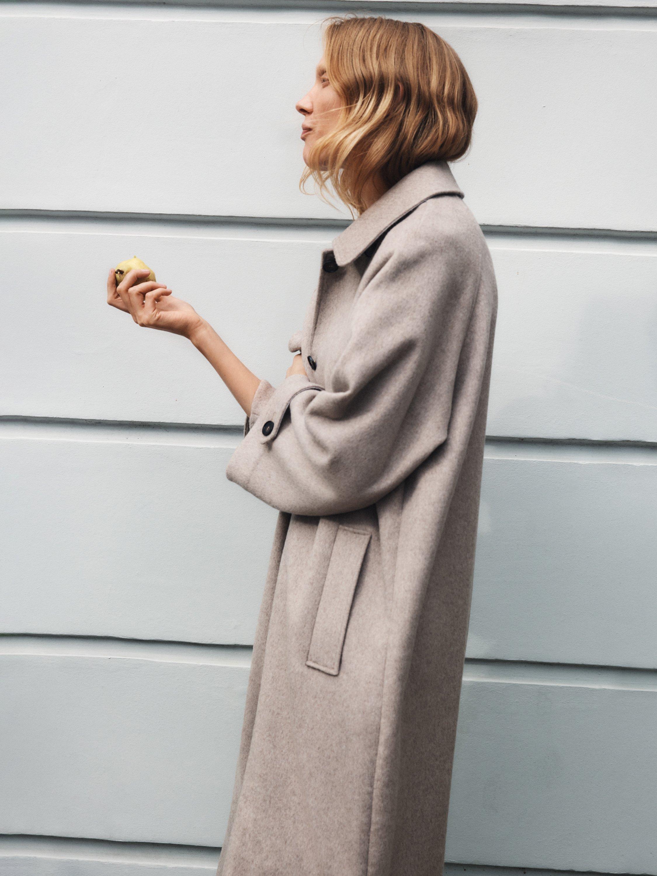 HUSH Marlowe Relaxed Wool Blend Coat Oatmeal