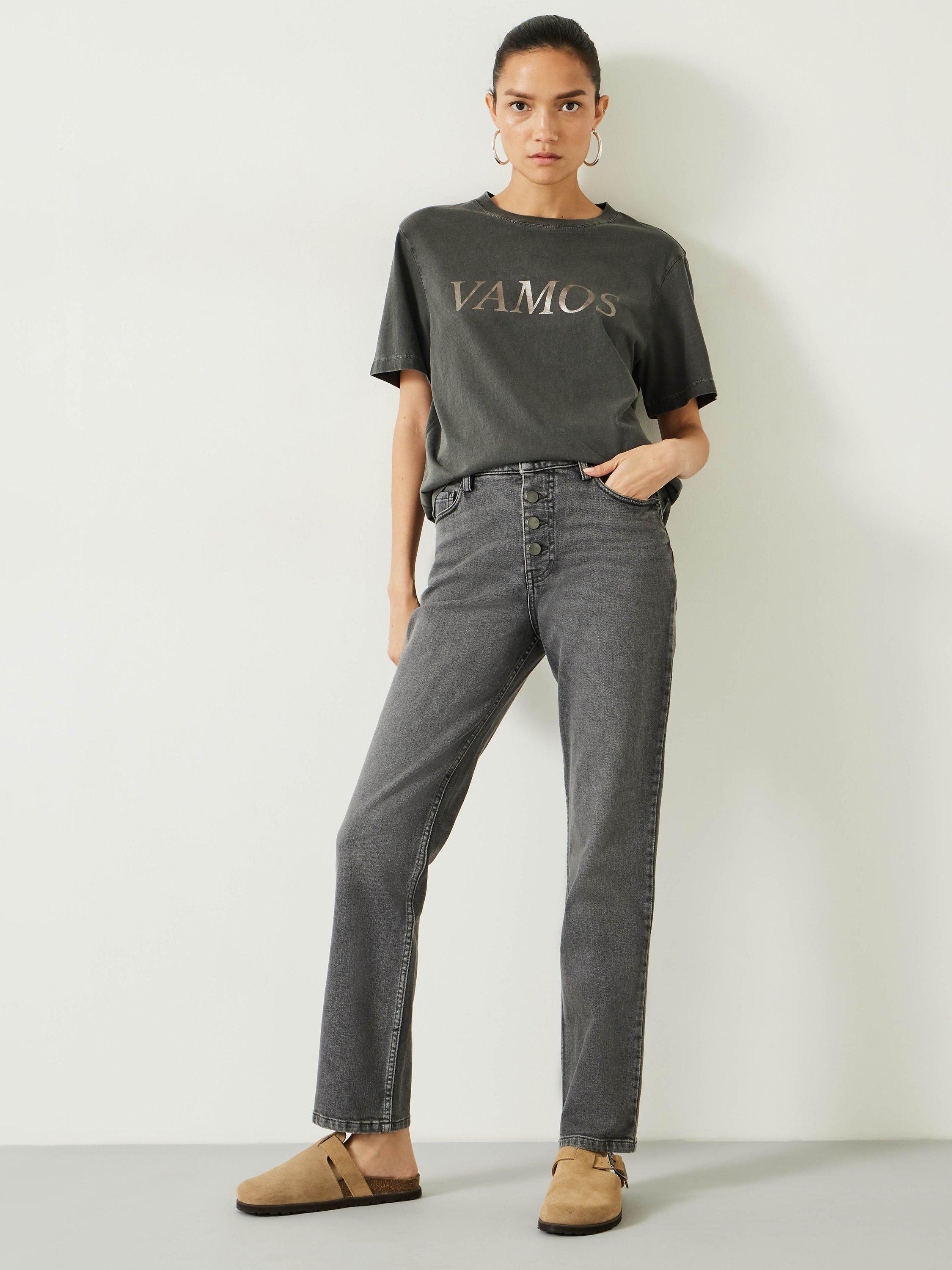 HUSH Dani Straight Leg Jeans, Washed Black