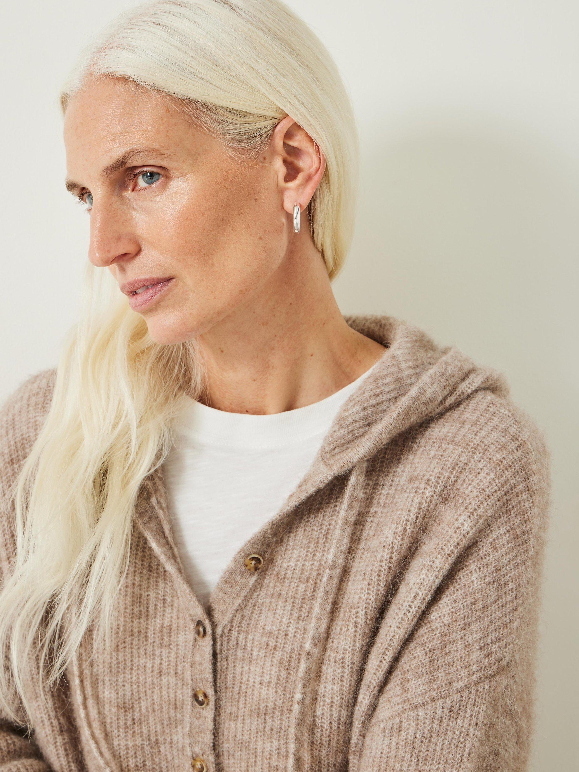 Product image 4 of 5, which shows HUSH Halle Rib Knit Hoodie, Antler, XS
