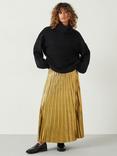 HUSH Raven Pleated Liquid Metallic Maxi Skirt, Gold