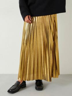 HUSH Raven Pleated Liquid Metallic Maxi Skirt - view 2, Gold