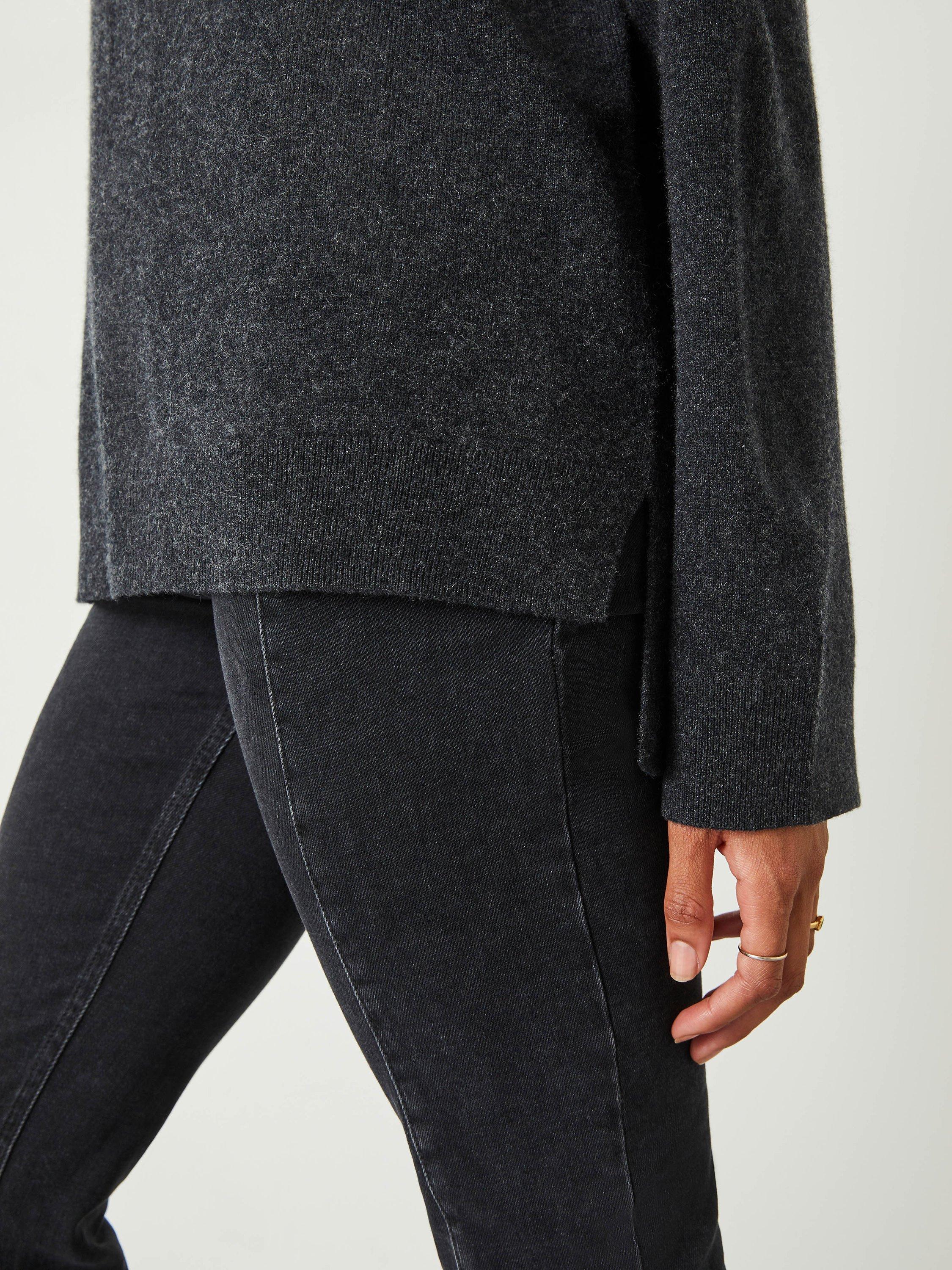 HUSH Neve Cashmere Boyfriend Jumper, Charcoal Marl, XS