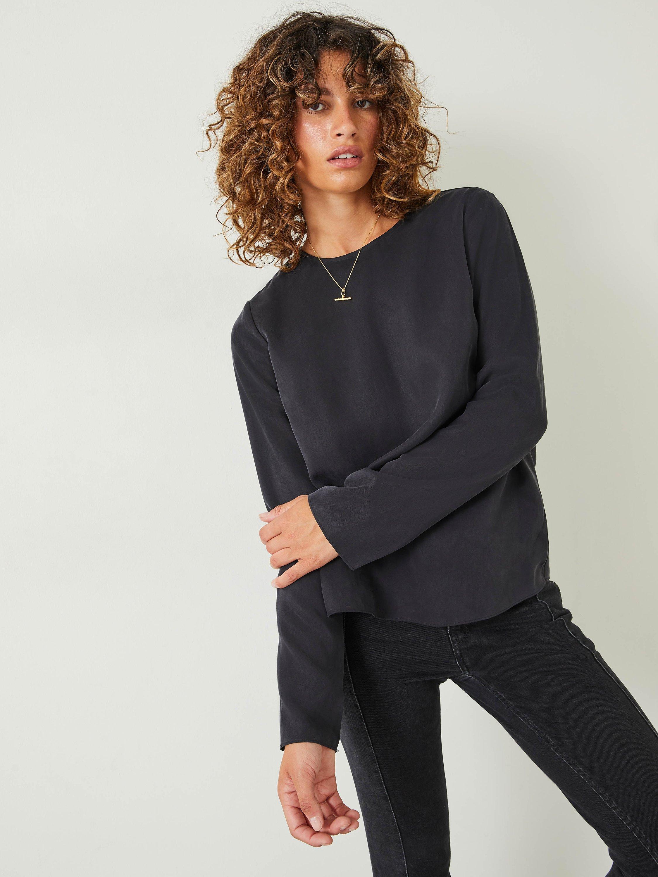 HUSH Brooke Tie Detail Drape Top, Midnight Navy
