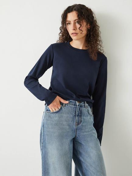 HUSH Cosima Cotton T-Shirt, Midnight Navy