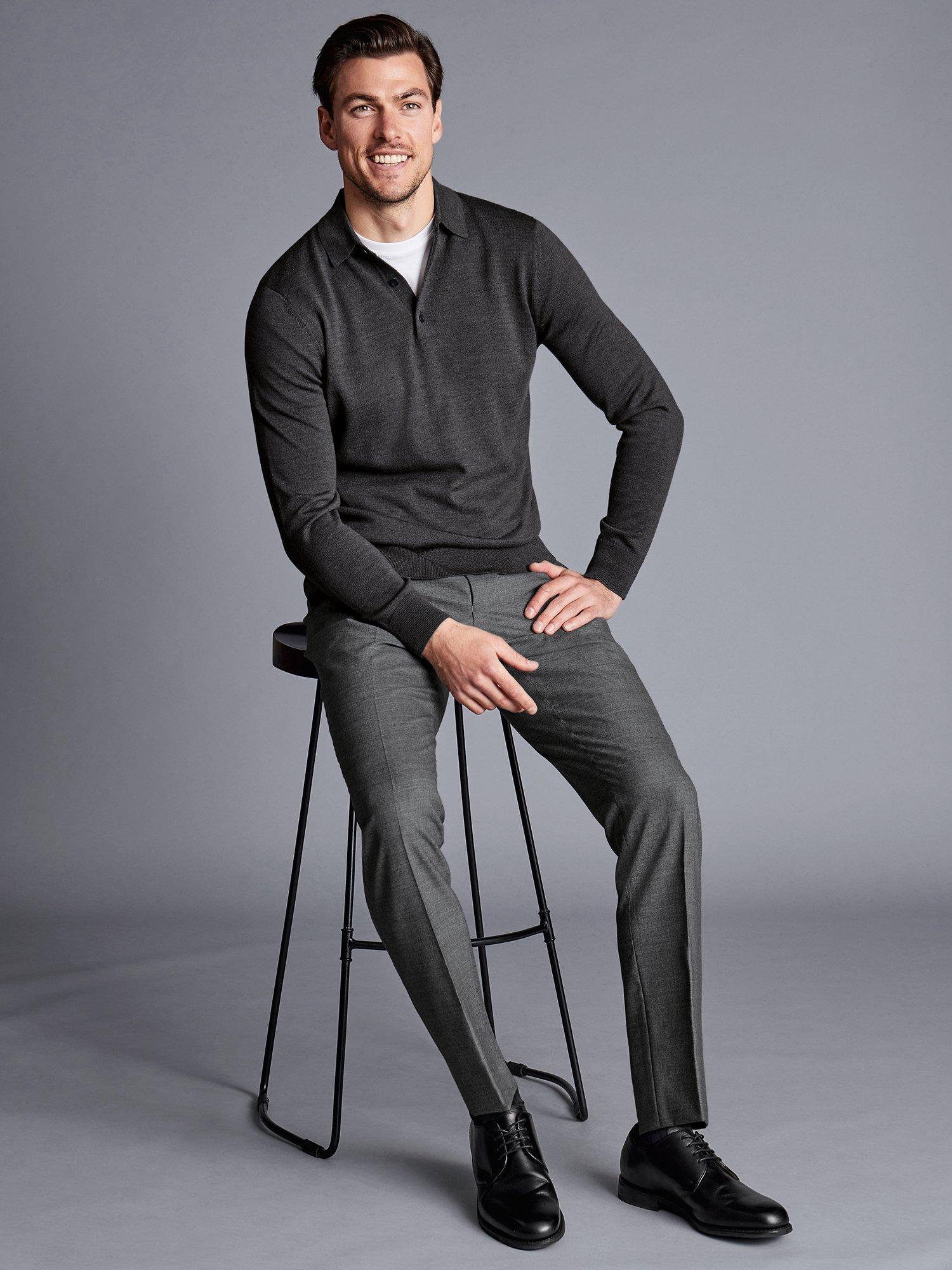 Charles Tyrwhitt Slim Fit Italian Luxury Trousers, Grey