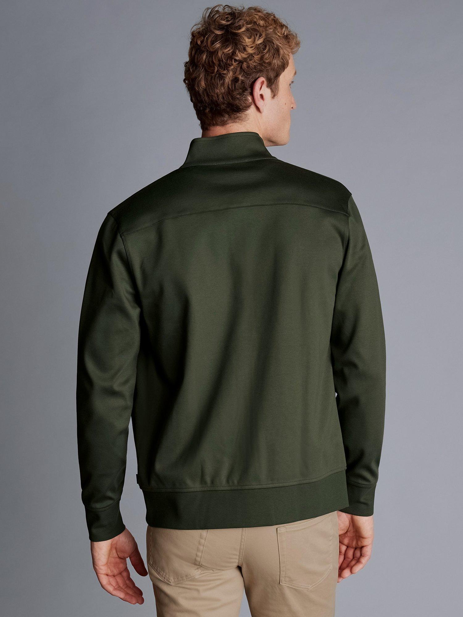 Product image 4 of 5, which shows Charles Tyrwhitt Performance Funnel Neck Jacket, Olive Green, XS