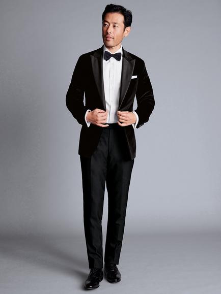 Charles Tyrwhitt Slim Fit Italian Velvet Jacket, Black - view 2, Black