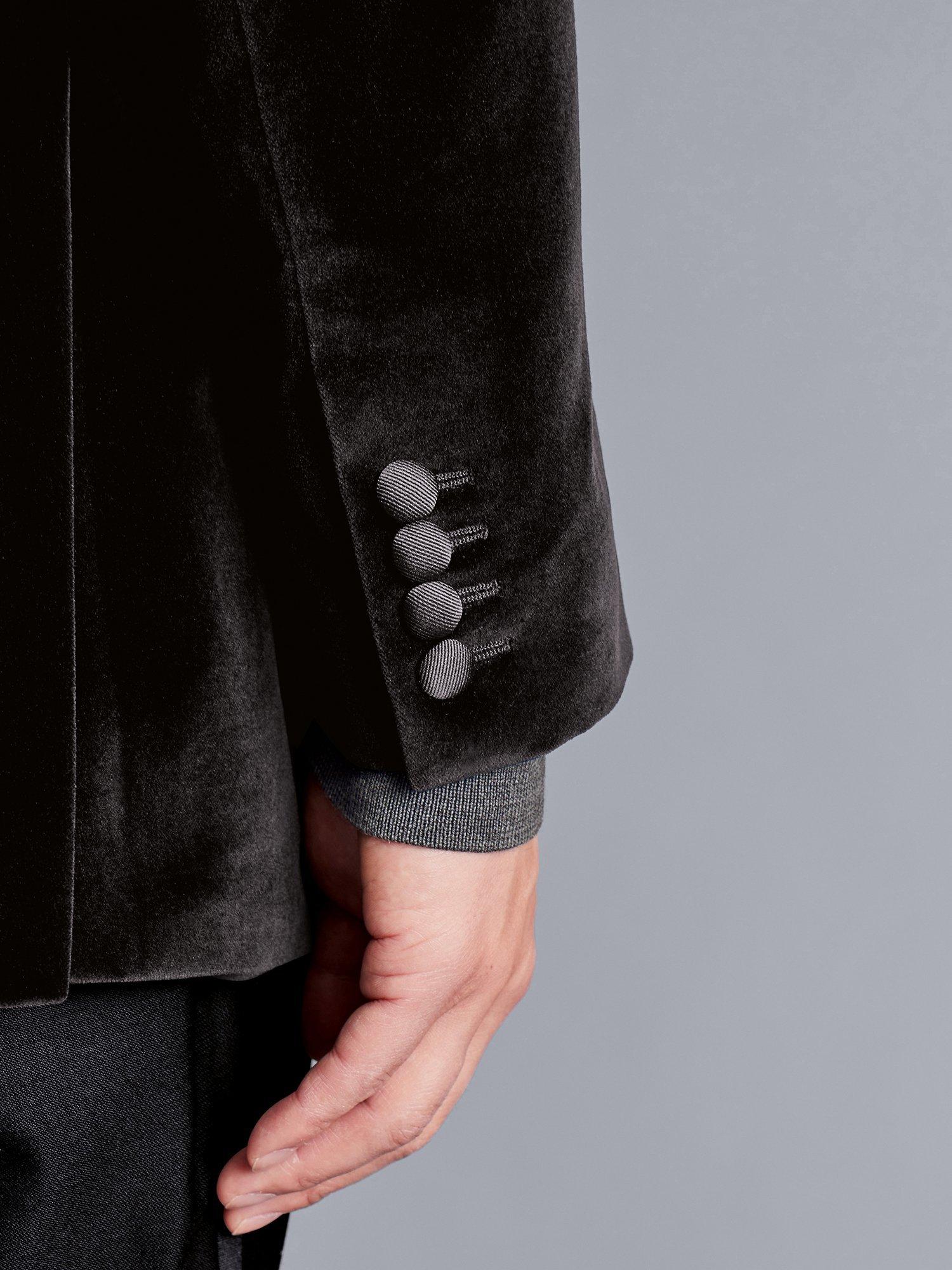 Product image 6 of 7, which shows Charles Tyrwhitt Slim Fit Italian Velvet Jacket, Black, 44R