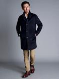 Charles Tyrwhitt Pure Wool Funnel Neck Coat, Navy