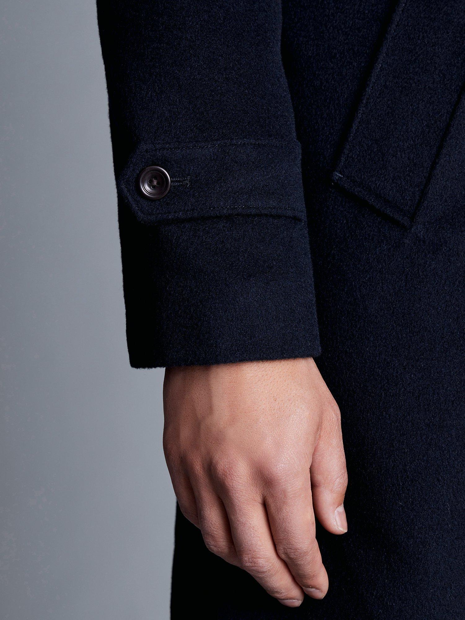 Product image 4 of 6, which shows Charles Tyrwhitt Pure Wool Funnel Neck Coat, Navy, 36R