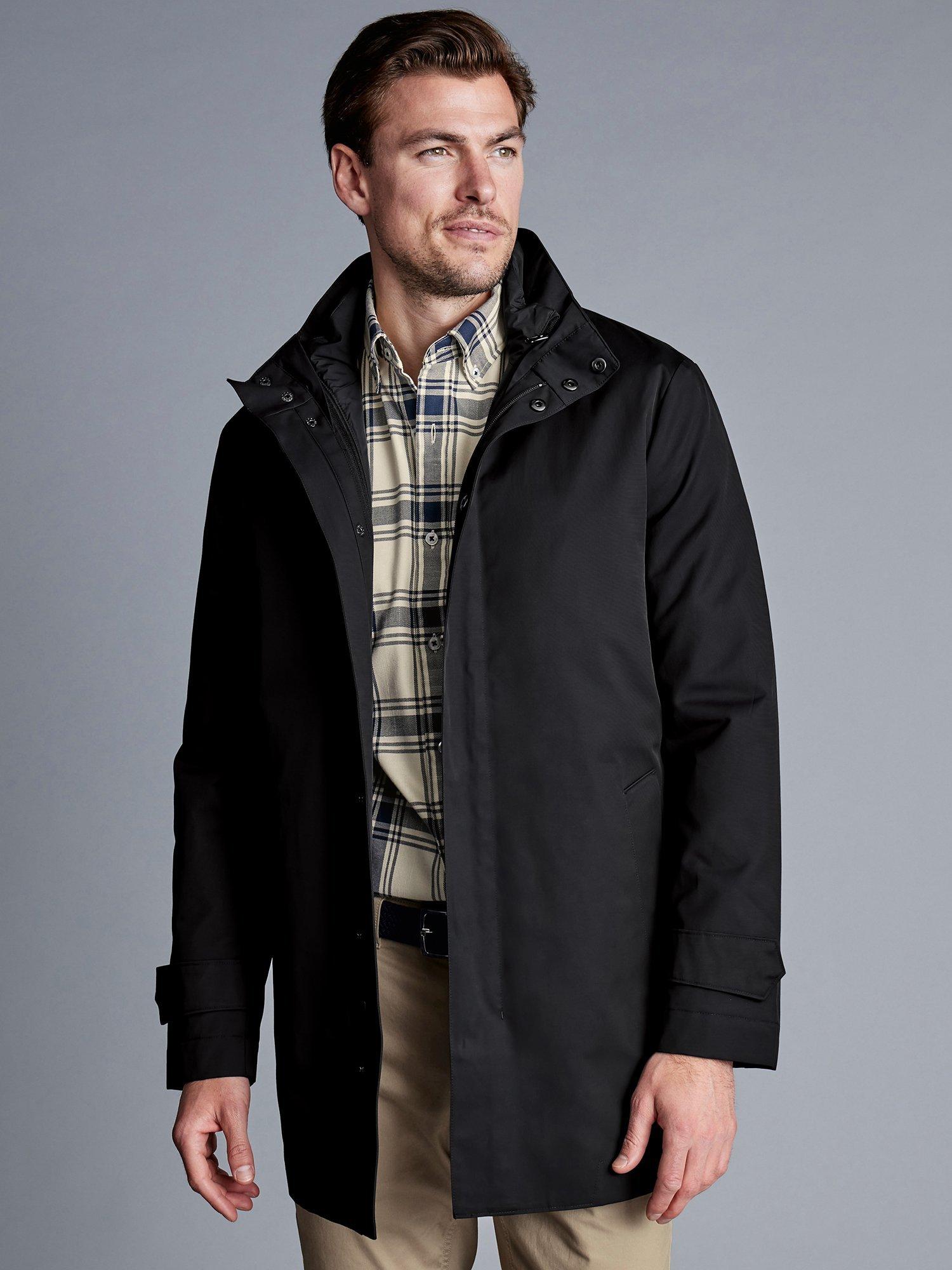 Charles Tyrwhitt 3-in-1 Detachable Gilet Rain Mac, Black