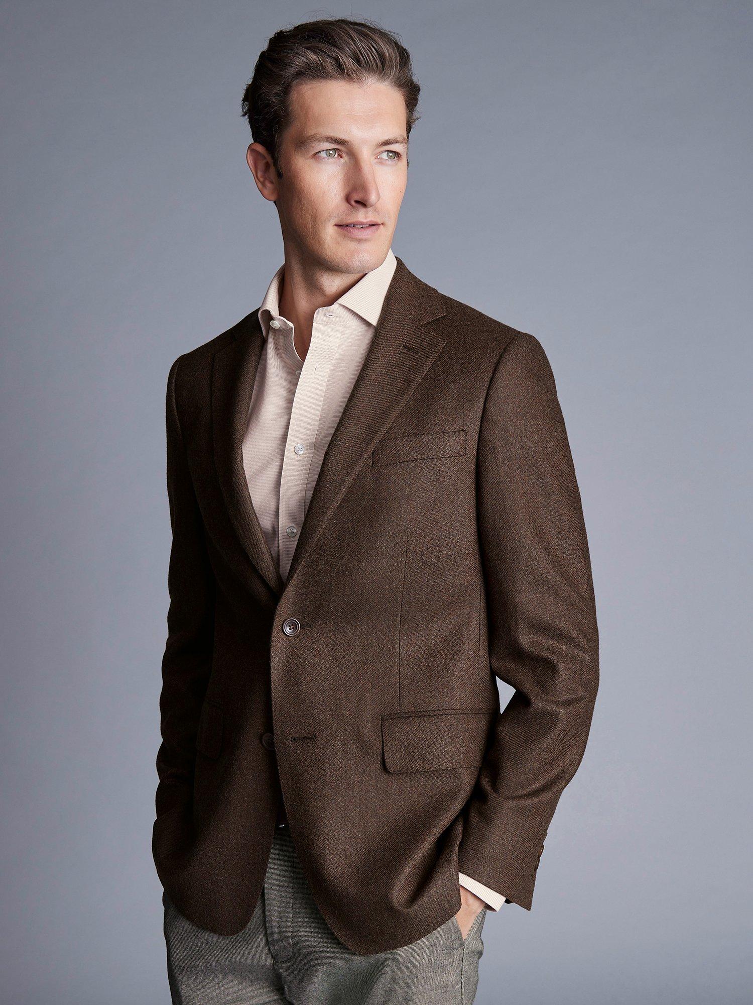 Charles Tyrwhitt Luxury Italian Twill Slim Fit Blazer, Toffee