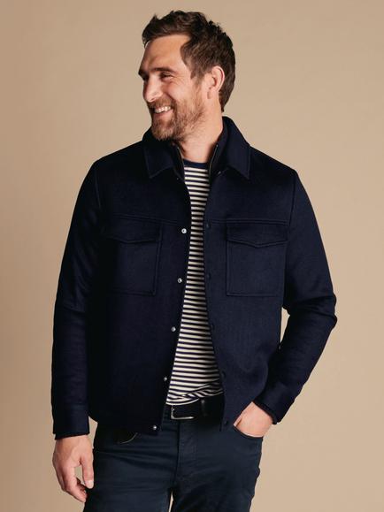 Charles Tyrwhitt Pure Wool Harrington Jacket, Navy, Navy