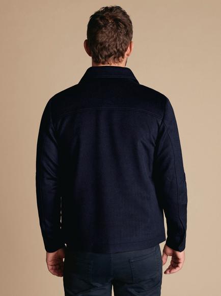 Charles Tyrwhitt Pure Wool Harrington Jacket, Navy - view 2, Navy