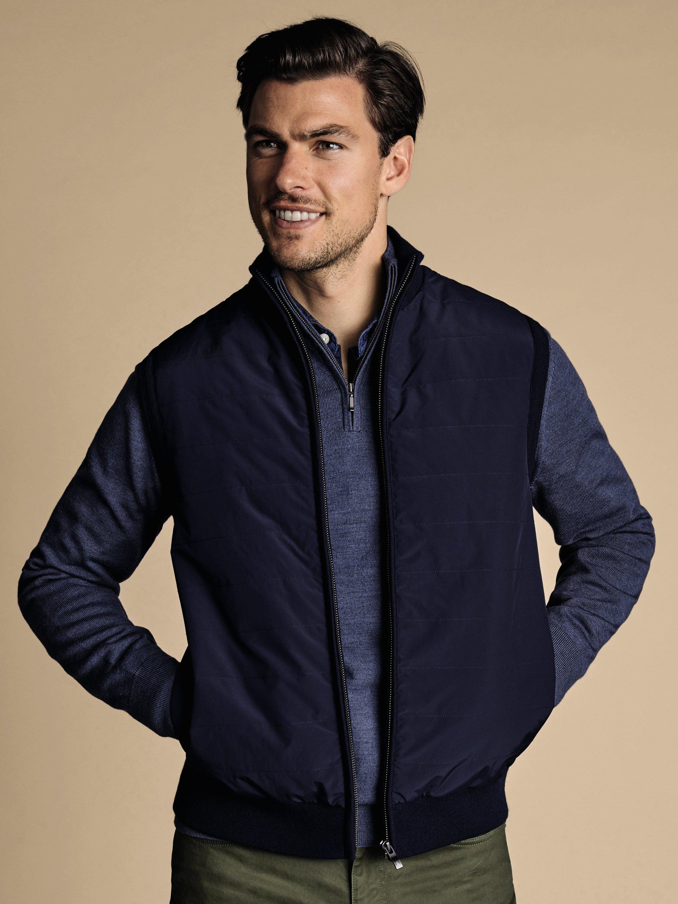 Charles Tyrwhitt Merino Wool Padded Gilet, Navy