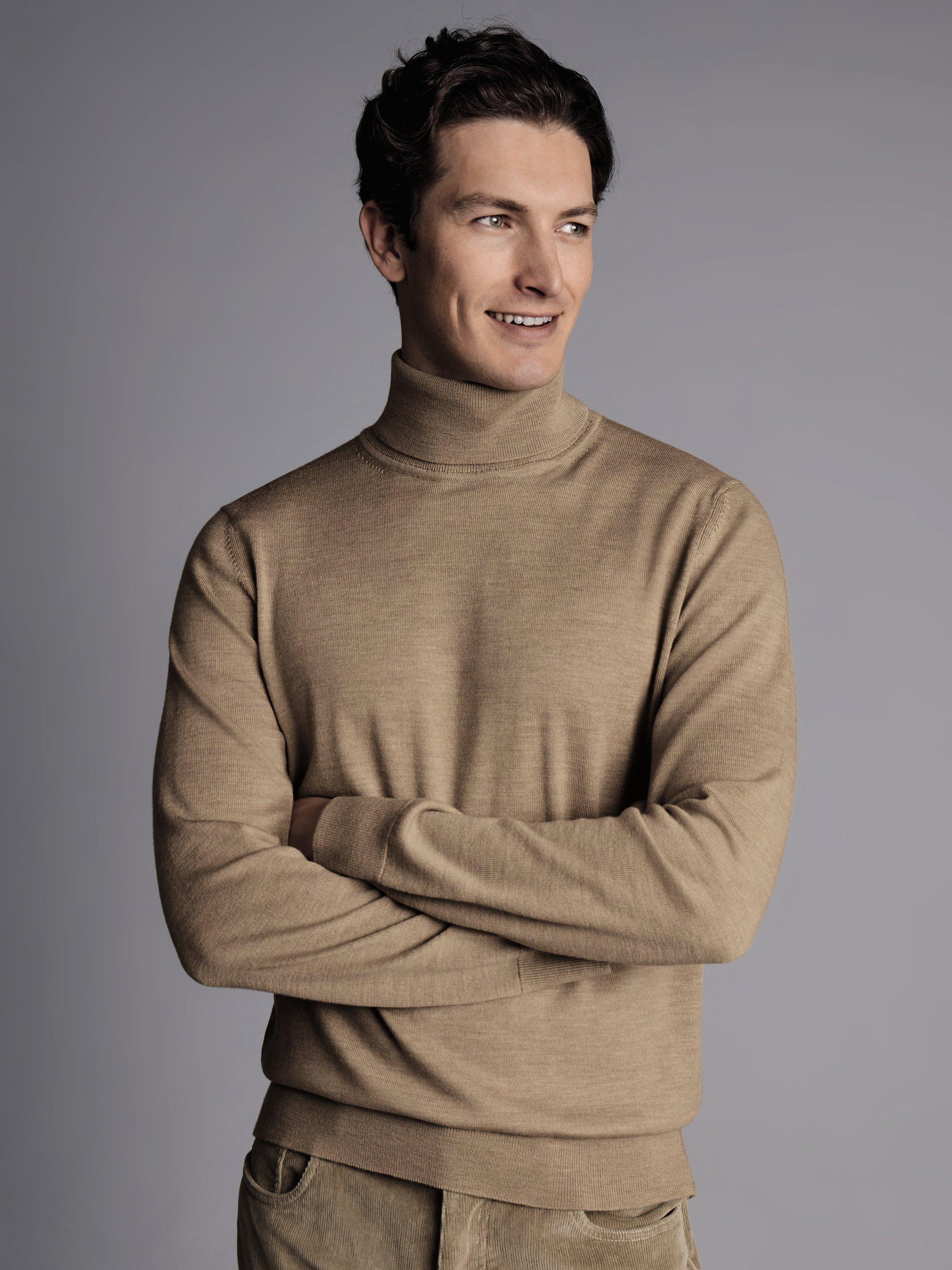 Charles Tyrwhitt Merino Wool Roll Neck Jumper, Oatmeal