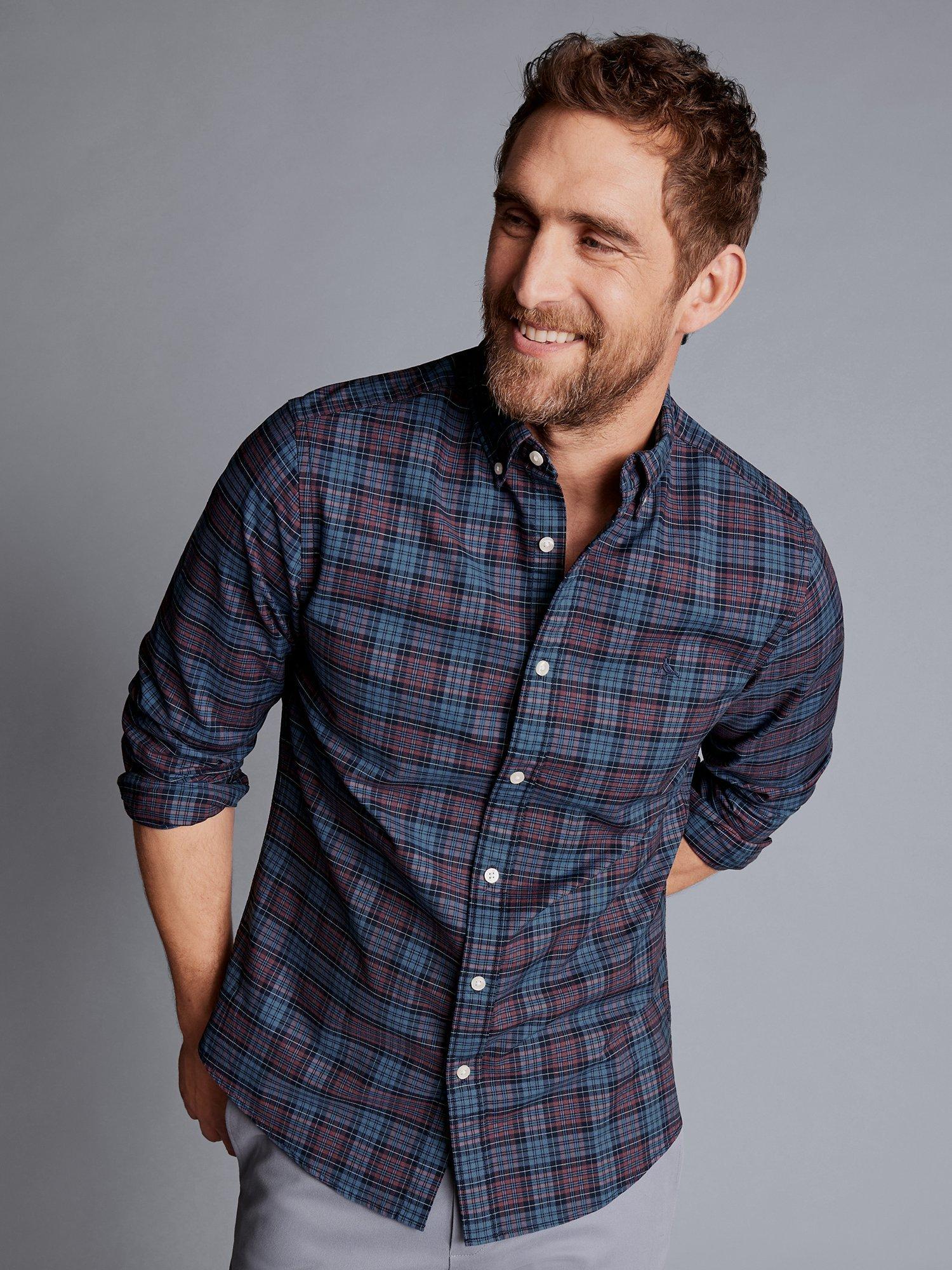 Charles Tyrwhitt Slim Fit Check Oxford Shirt, Blackberry/Multi