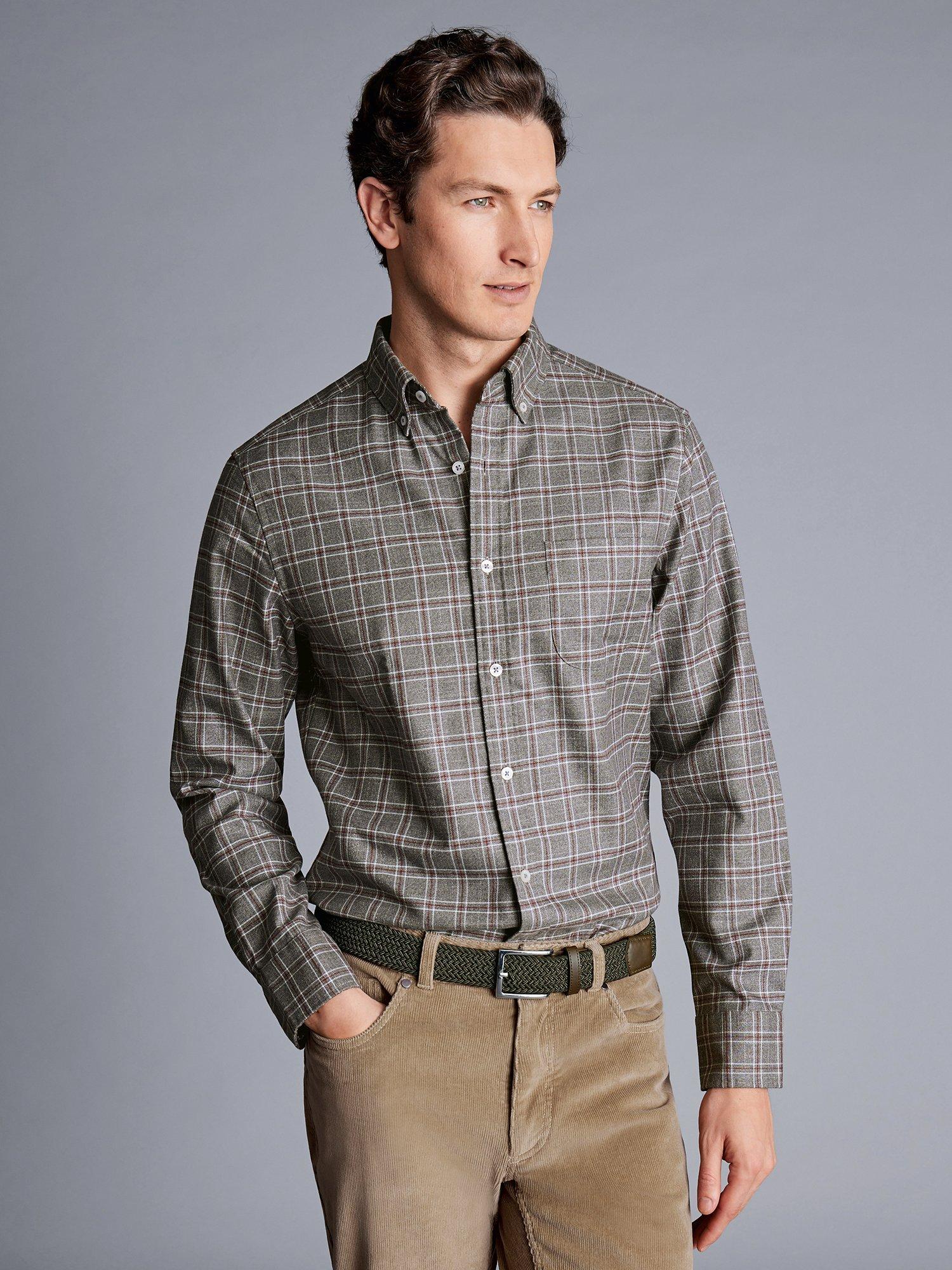 Charles Tyrwhitt Triple Windowpane Check Non-Iron Slim Fit Shirt, Grey