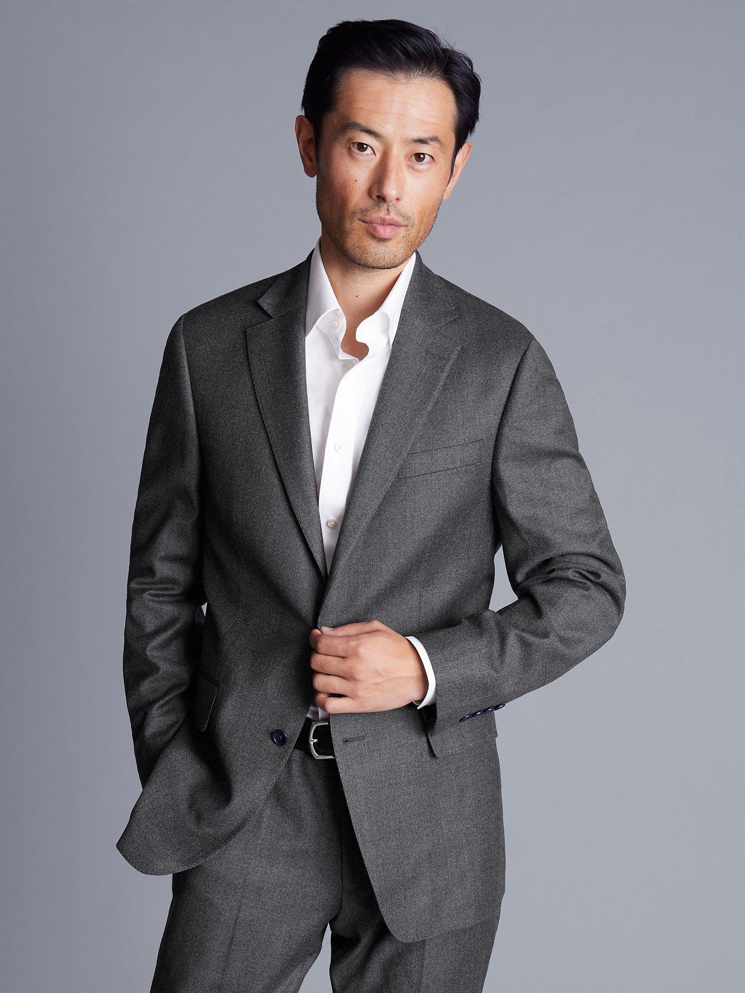 Charles Tyrwhitt Italian Pindot Wool Slim Fit Suit Jacket, Grey