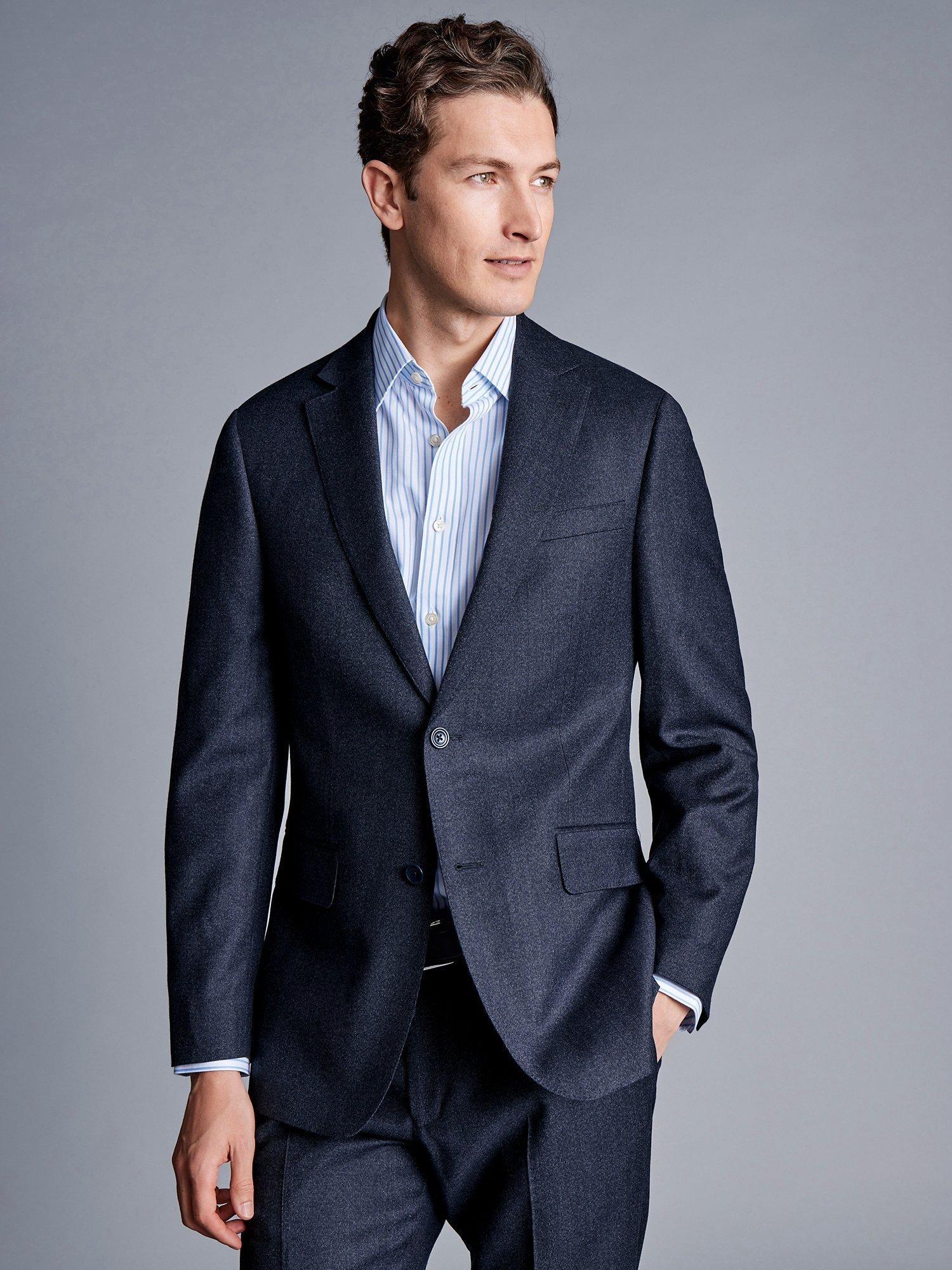 Charles Tyrwhitt Slim Fit Italian Pindot Suit Jacket, Denim Blue