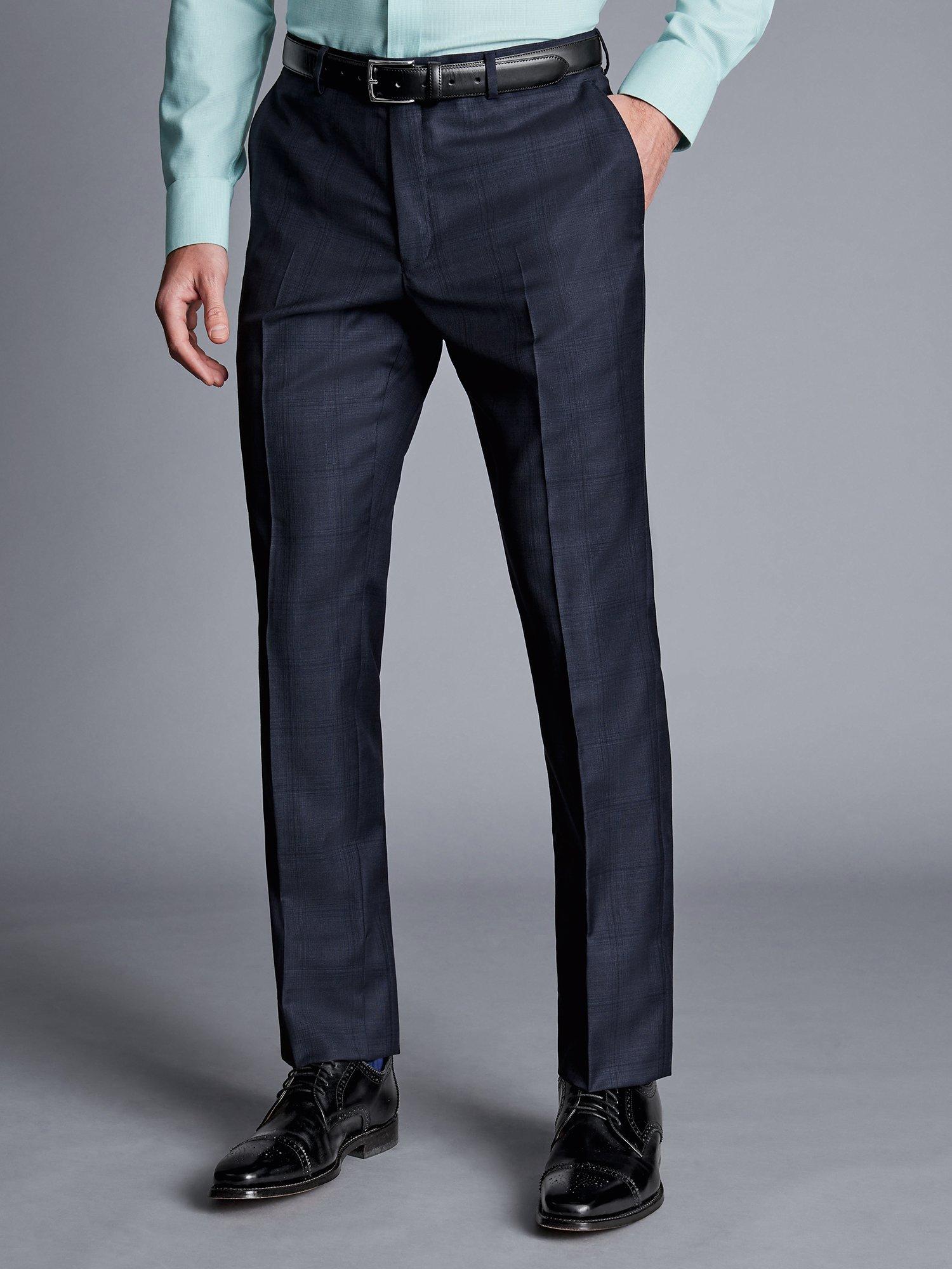 Charles Tyrwhitt Check Slim Fit Ultimate Performance Suit Trousers, Navy